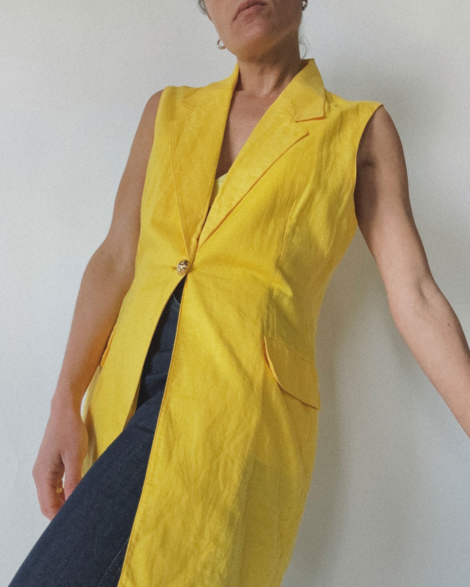 Linen Waistcoat, Canary Yellow