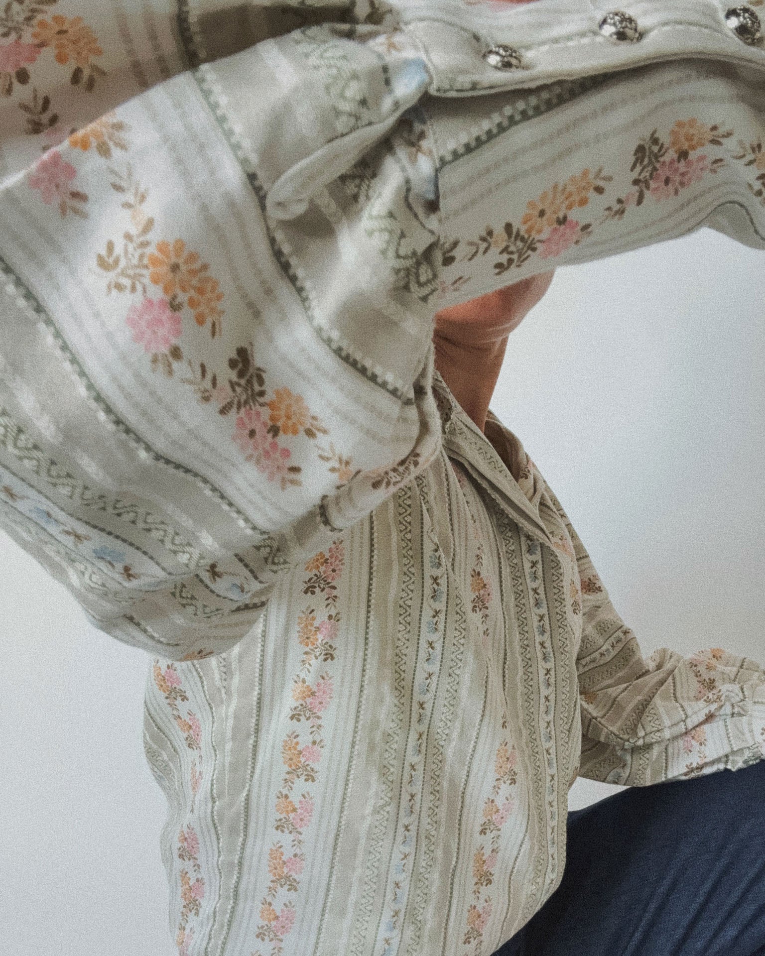 Victorian Puff Sleeve Blouse, Mixed Floral