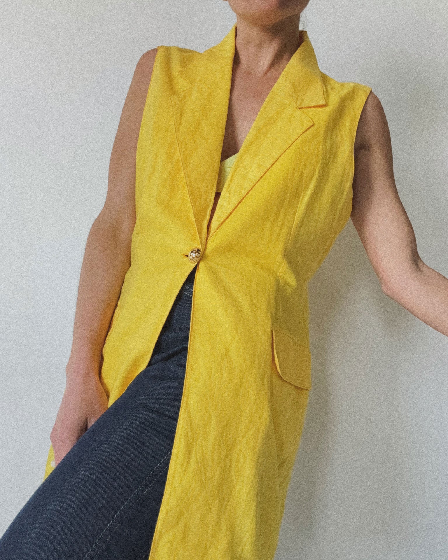 Linen Waistcoat, Canary Yellow