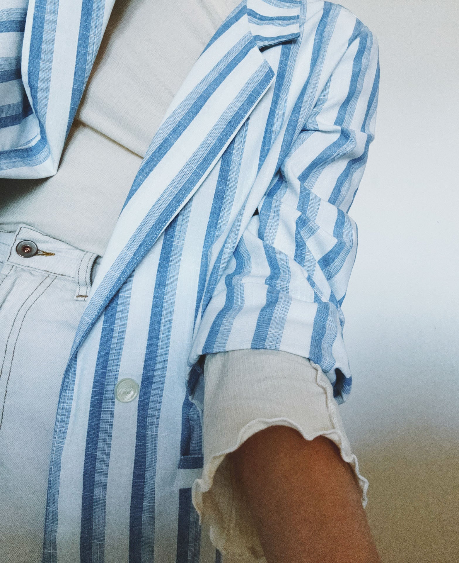Blue Striped Linen Blazer