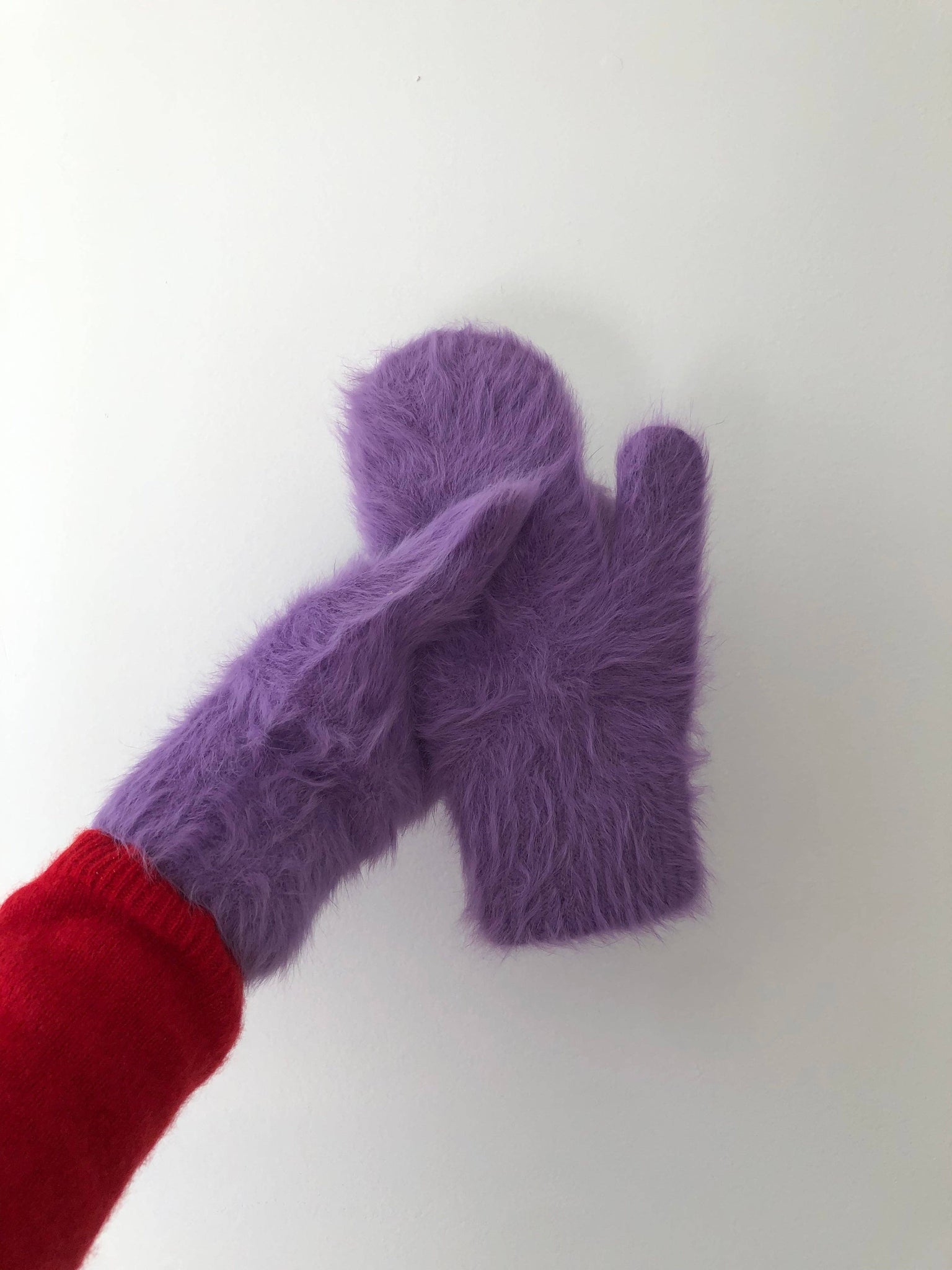 FLUFFY ANGORA MITTENS - crystal brights