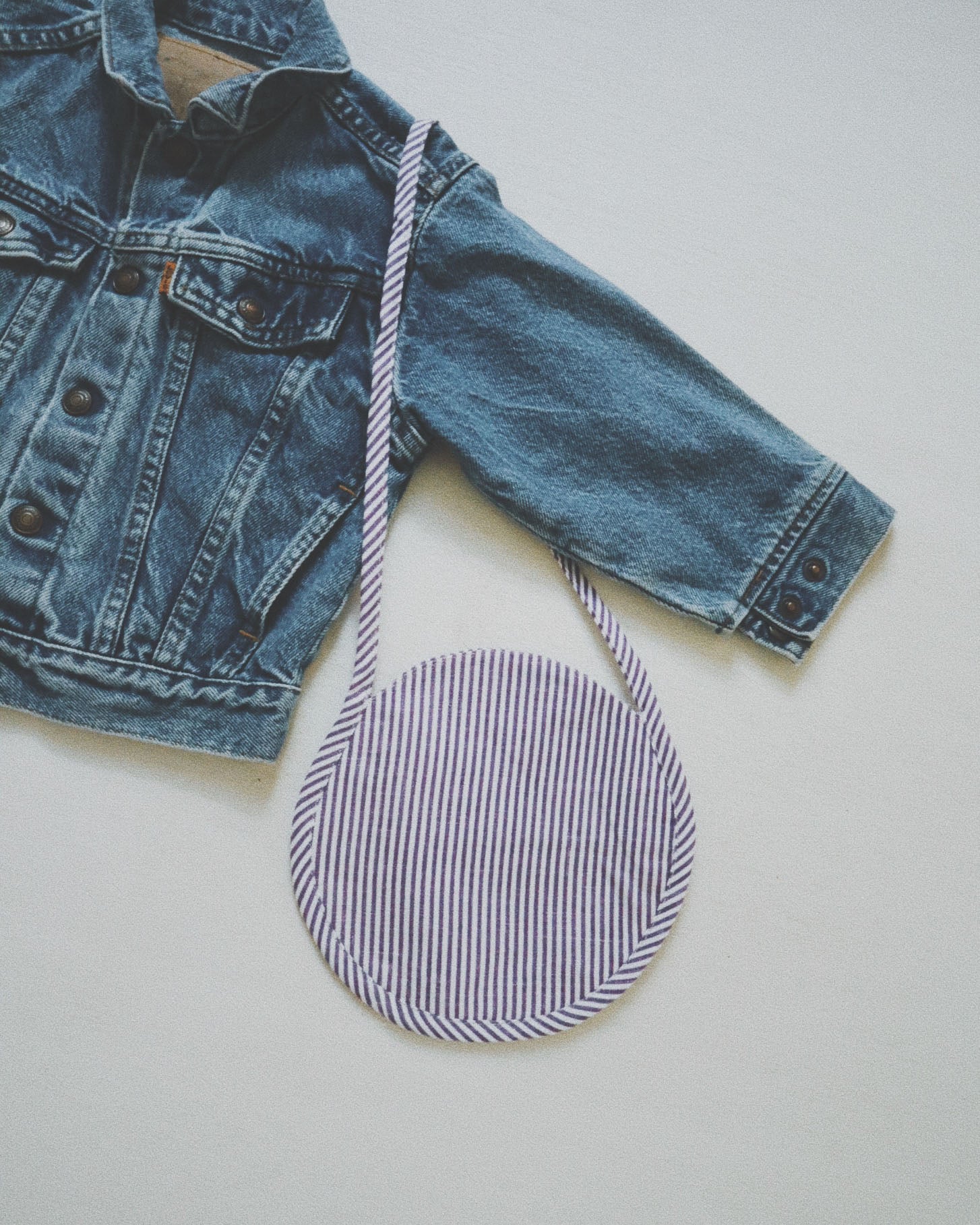 Children's Little Circle Purse, Blue Pinstripe