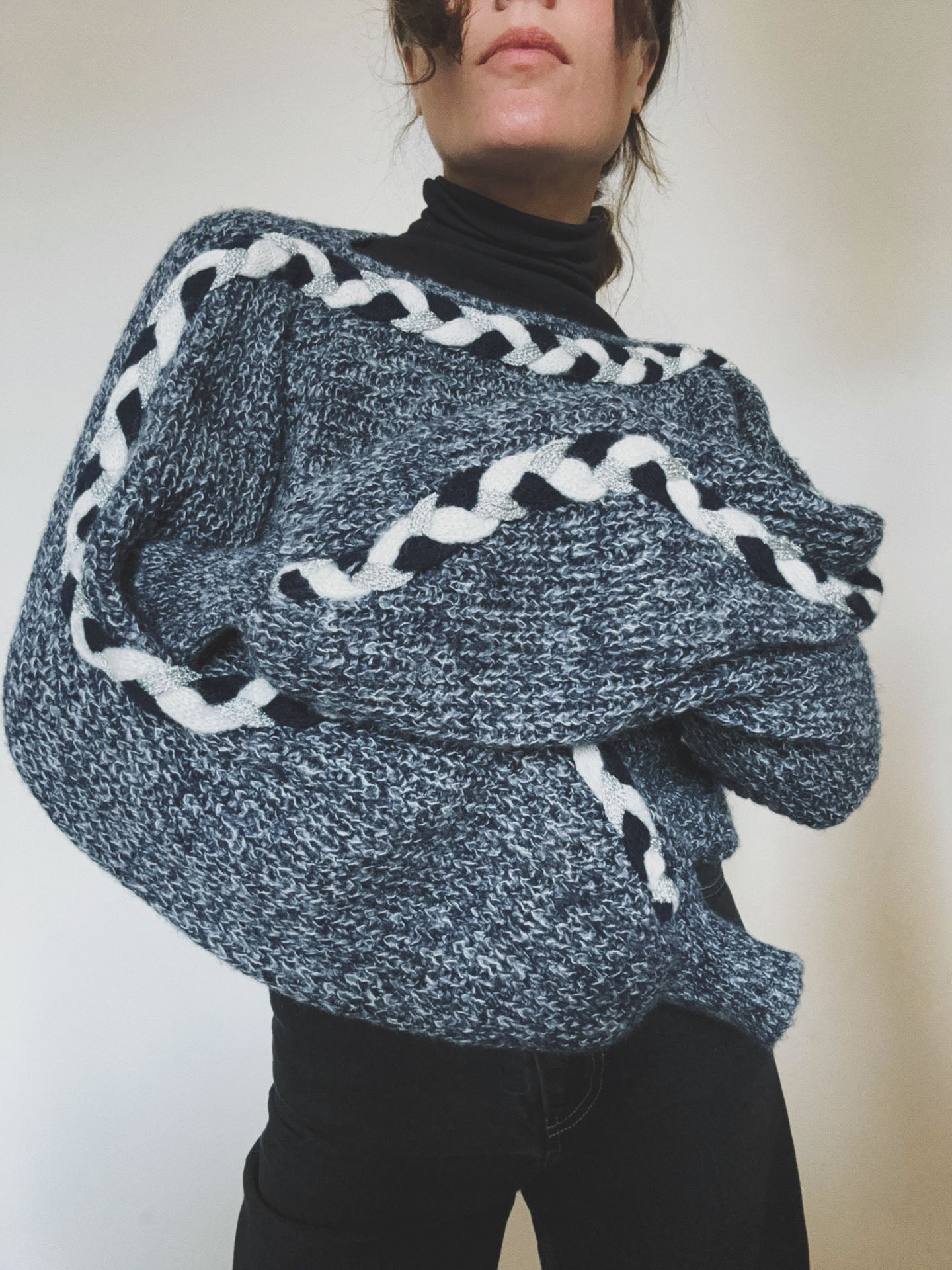 Chunky Knit with Braided Metallic Roping