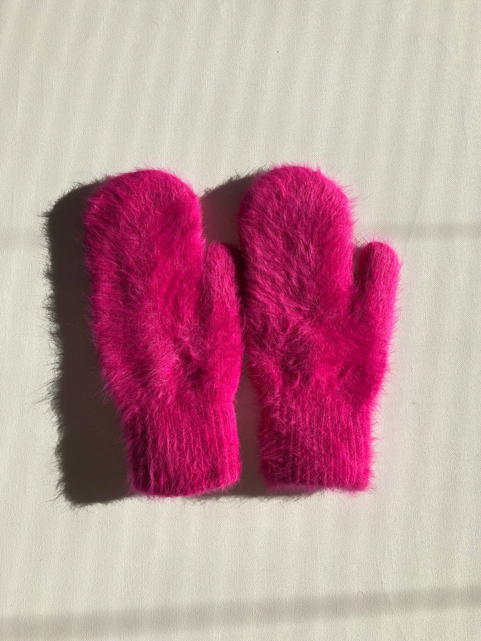 FLUFFY ANGORA MITTENS - crystal brights