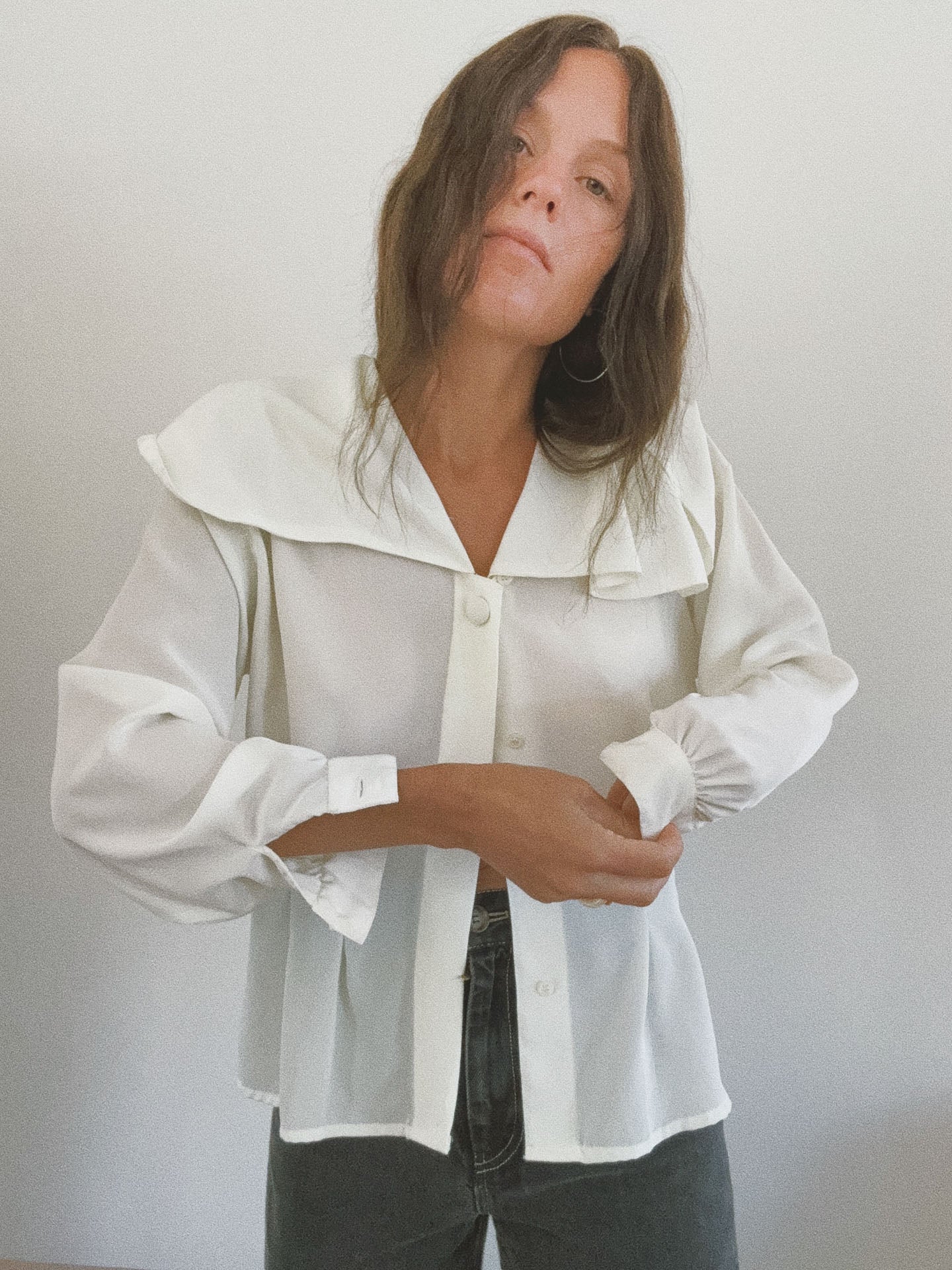 Oversized Yoke Top, Ivory