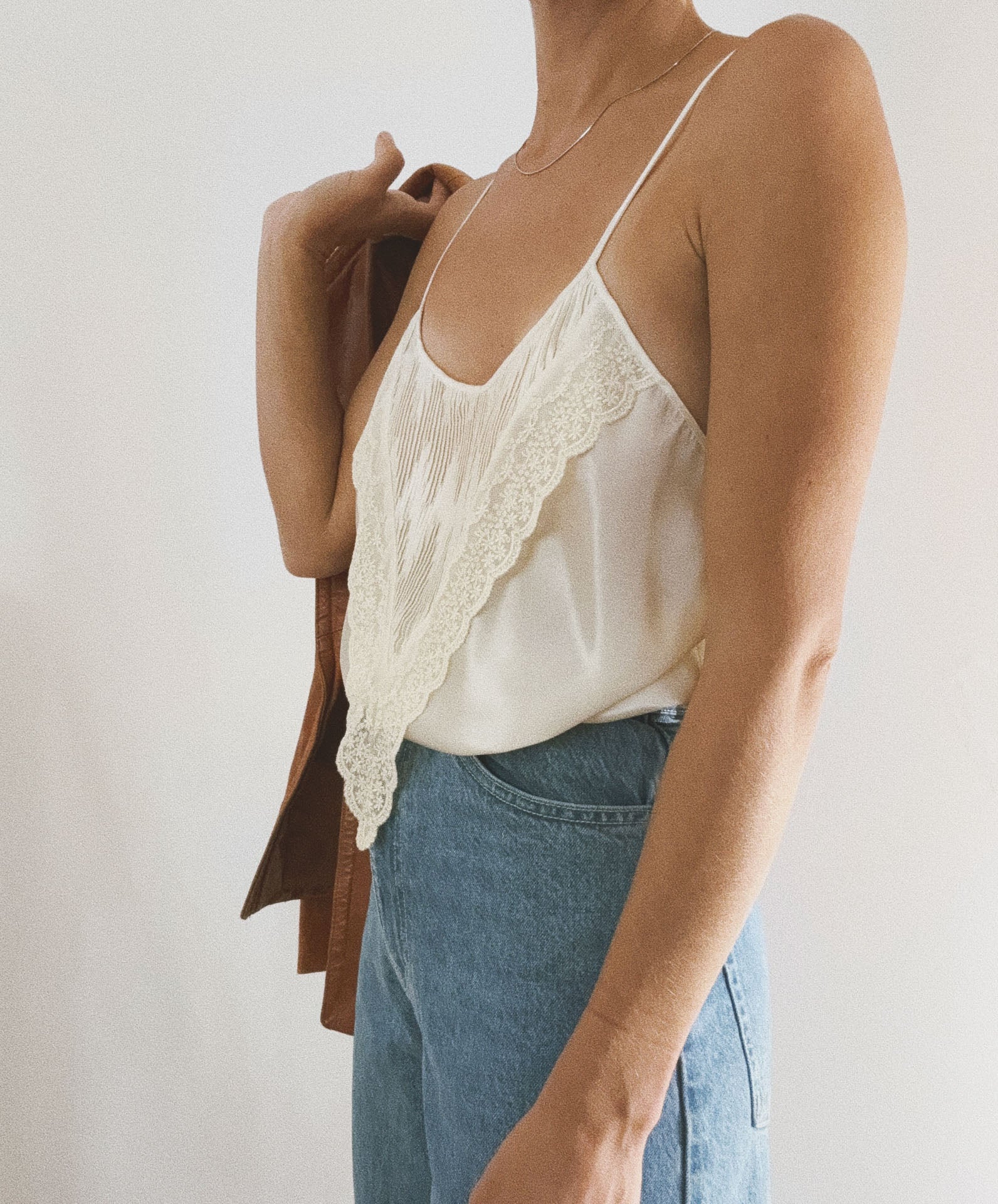 Silky Lace Bandana Cami, Ivory