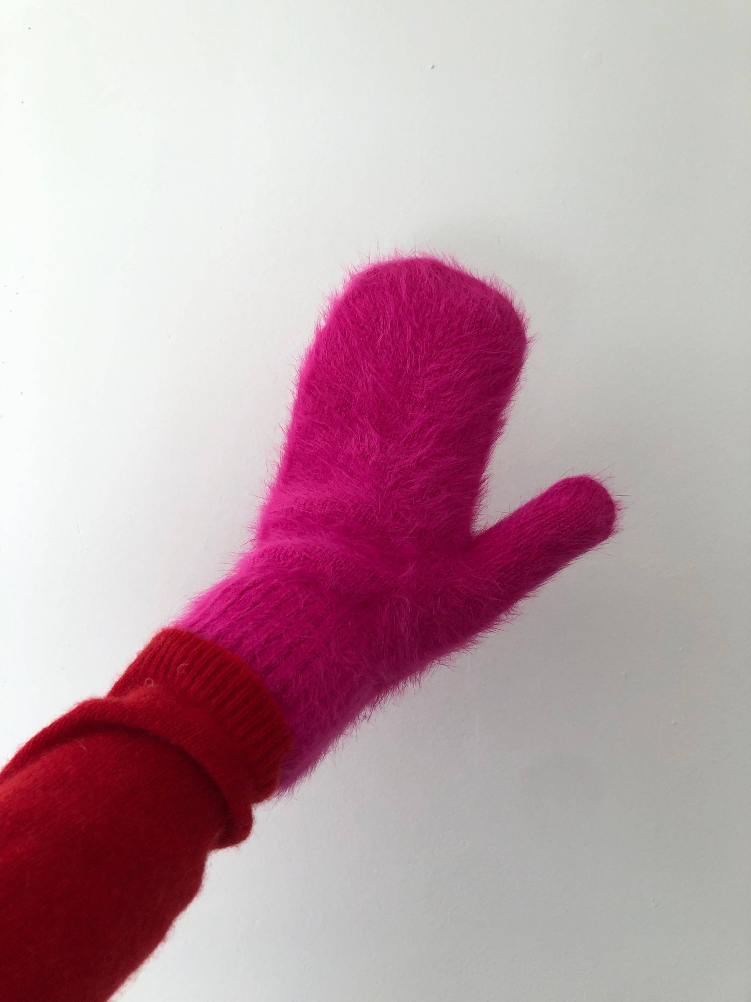 FLUFFY ANGORA MITTENS - crystal brights
