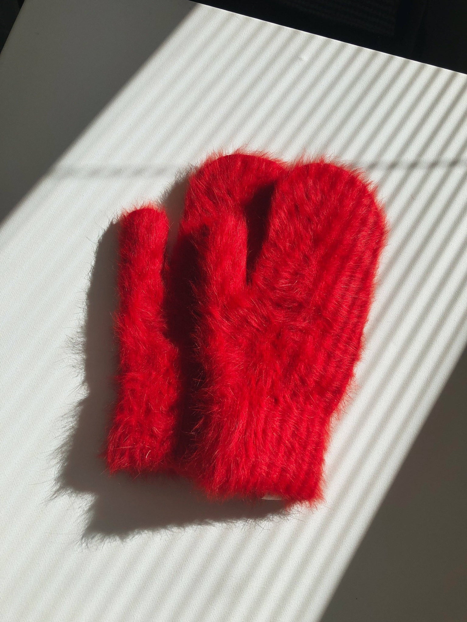 FLUFFY ANGORA MITTENS - crystal brights
