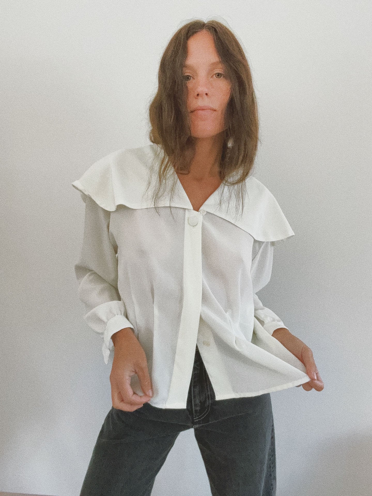 Oversized Yoke Top, Ivory