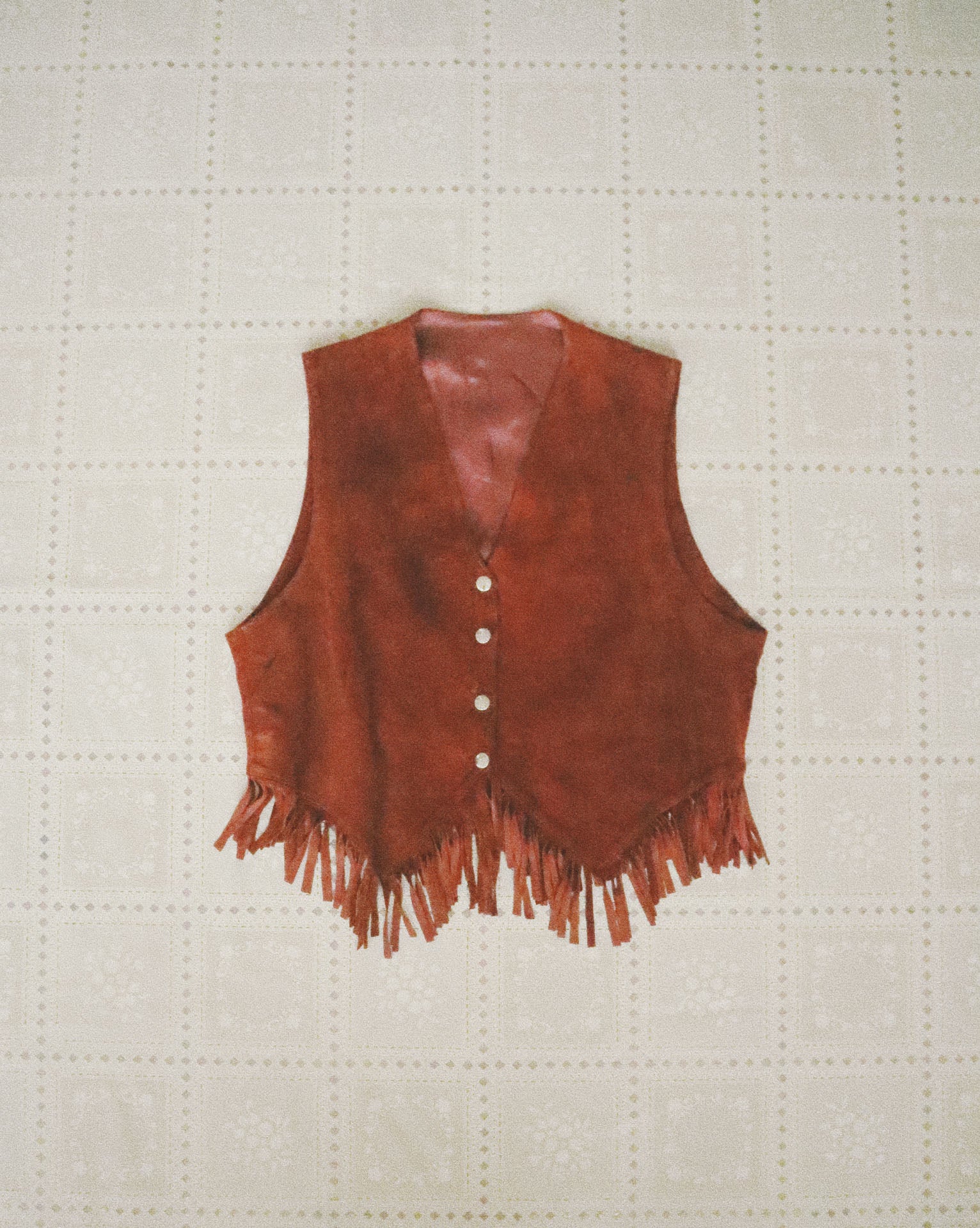 Fringed Vest, Red Suede