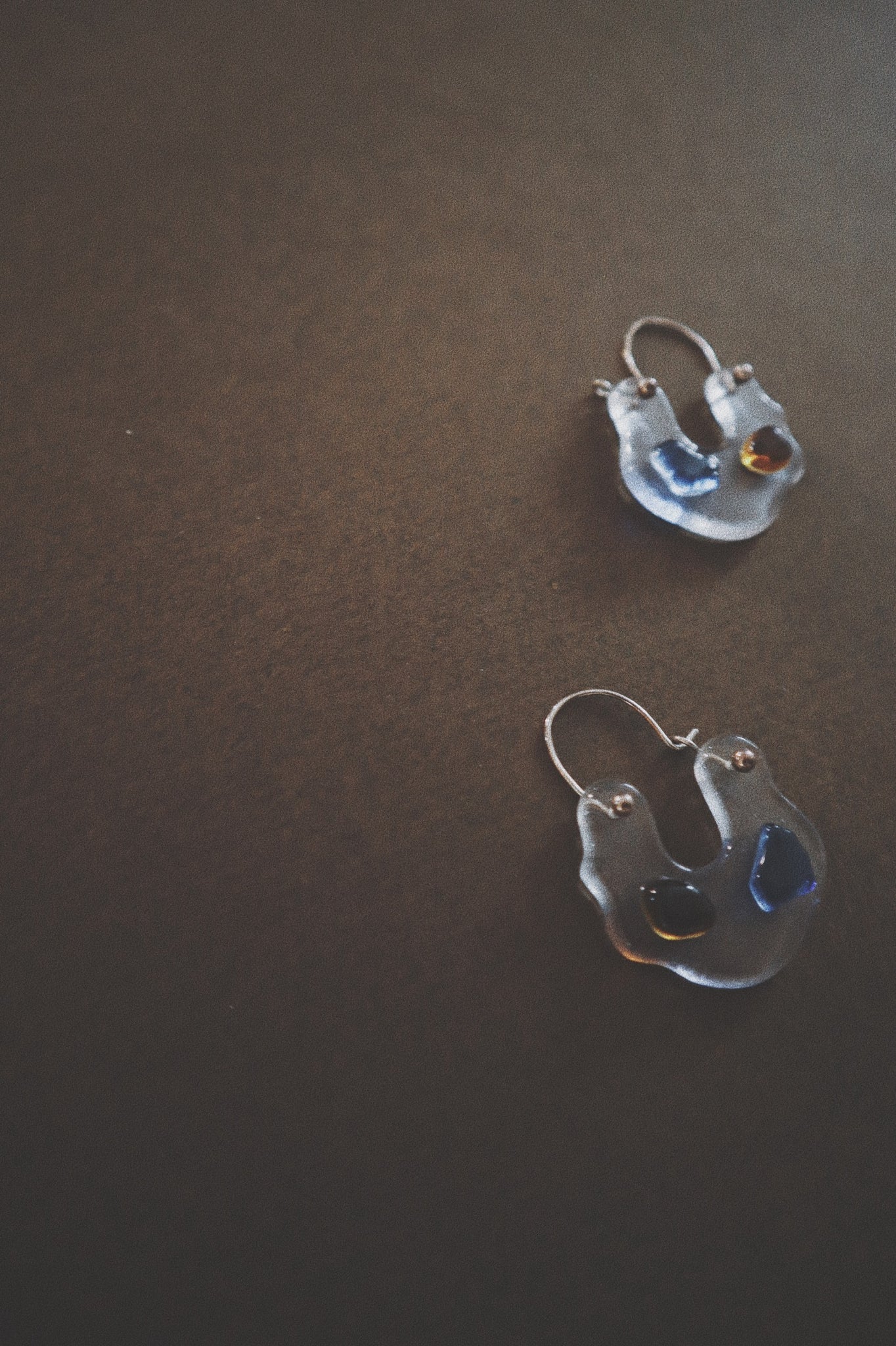 Ray Hoop Earrings, Blue + Brown