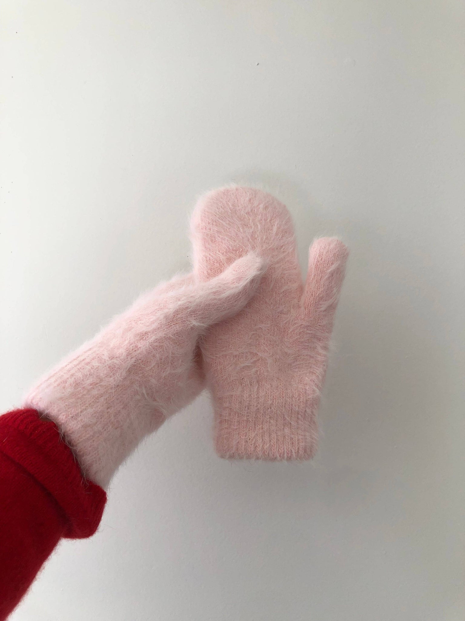 FLUFFY ANGORA MITTENS - crystal brights