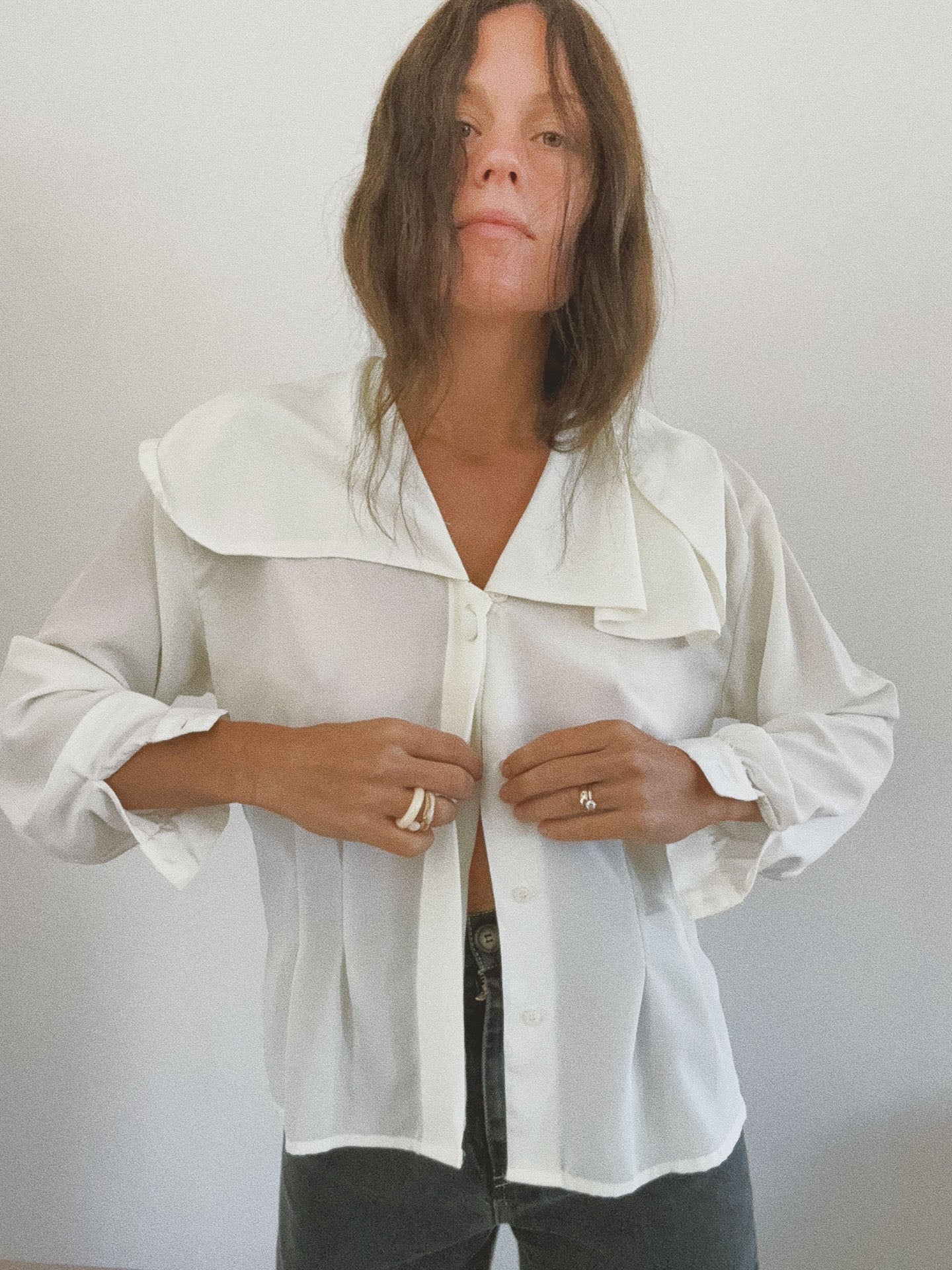 Oversized Yoke Top, Ivory