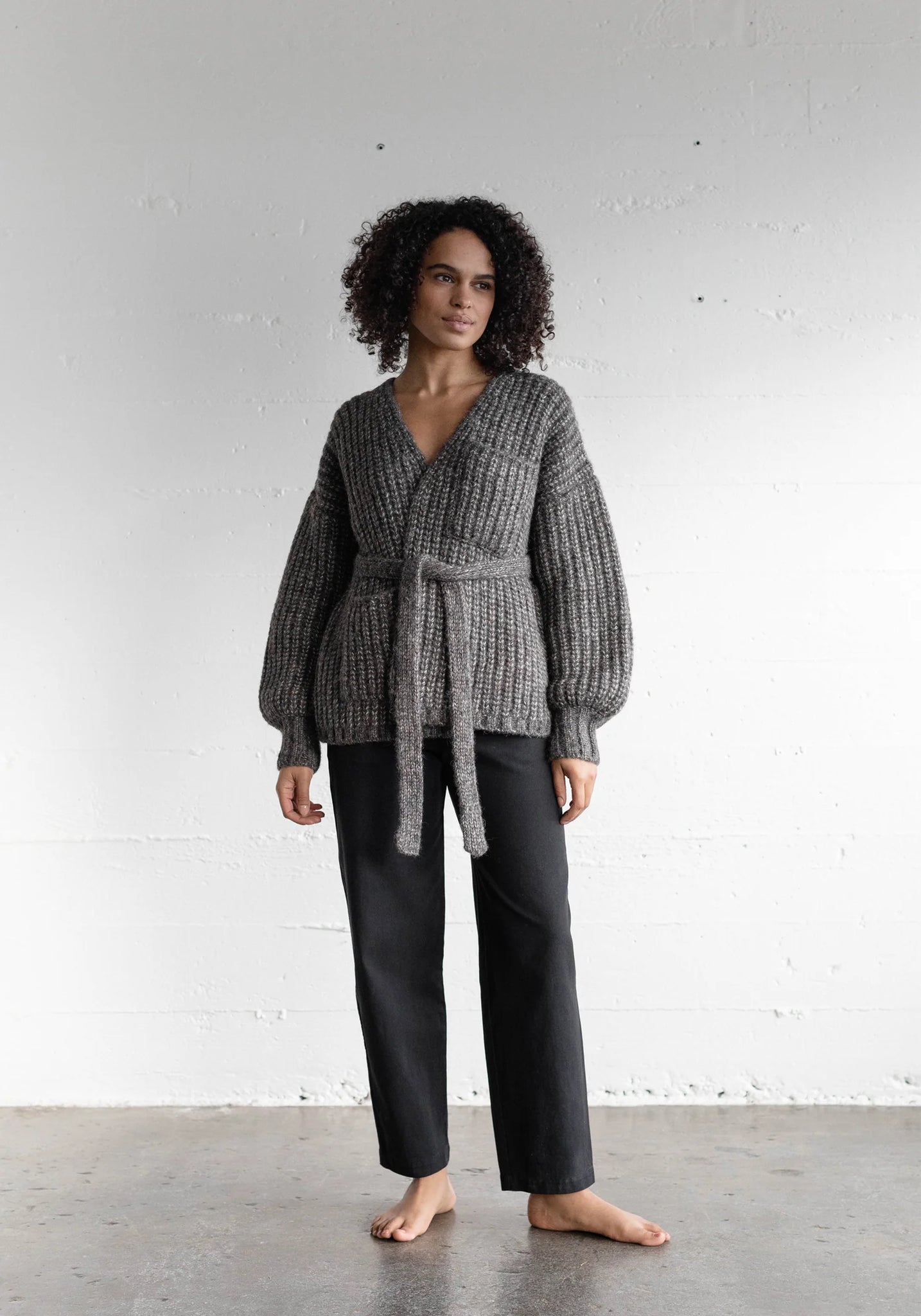 Sweater Coat Alpa Cotton, Undyed Charcoal
