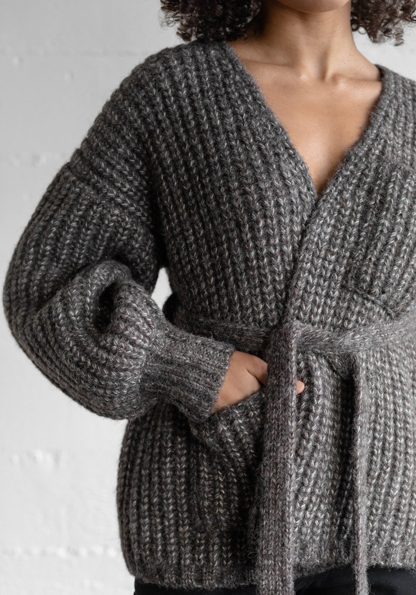 Sweater Coat Alpa Cotton, Undyed Charcoal