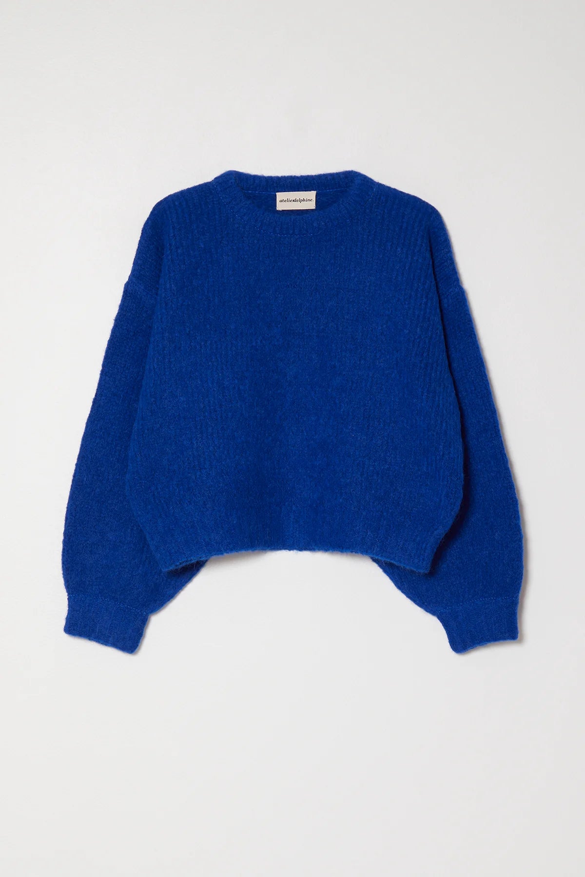 Balloon Sleeve Sweater in Baby Alpaca, Blue