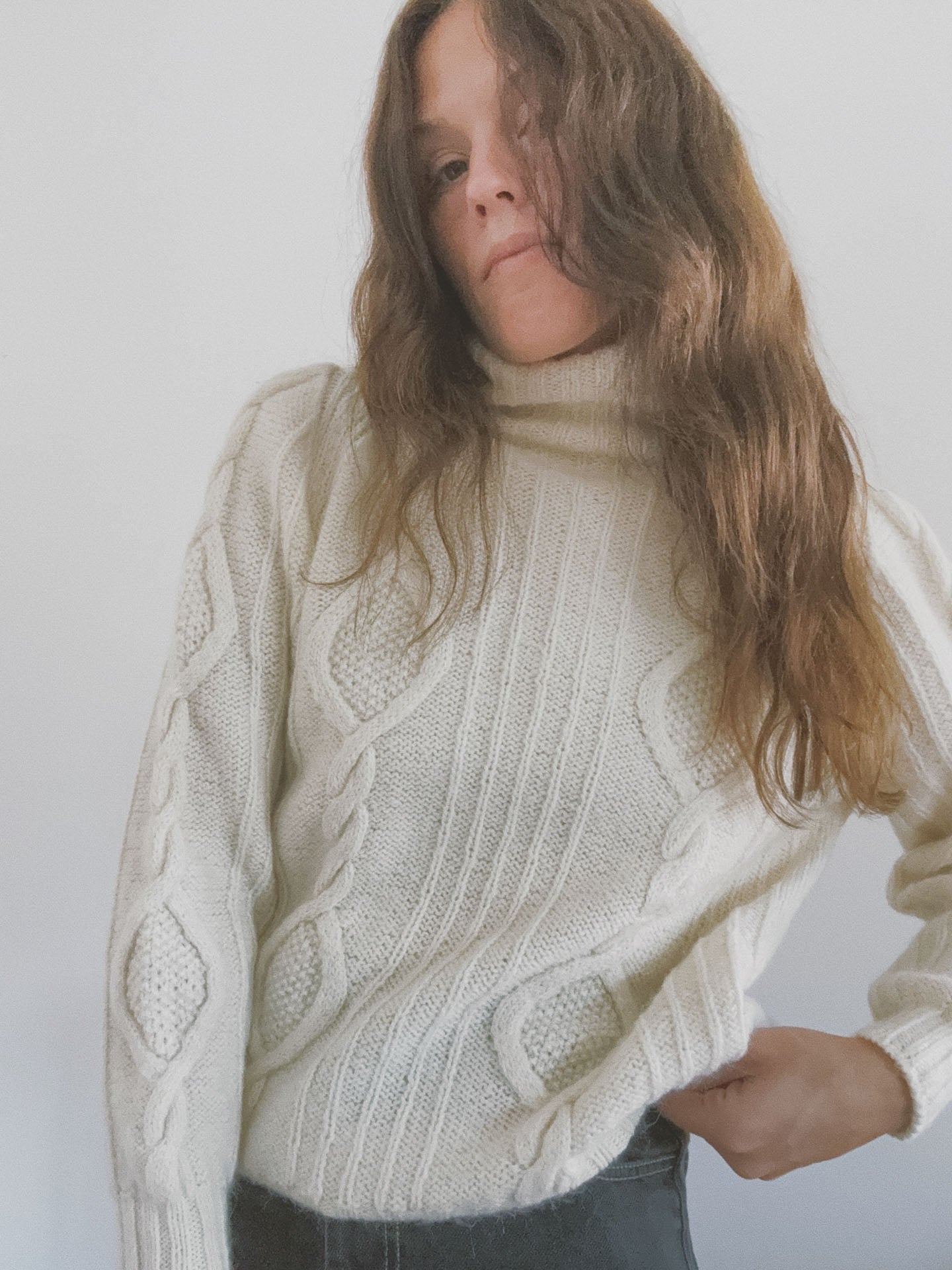 Handknit Fisherman Turtleneck, Ivory