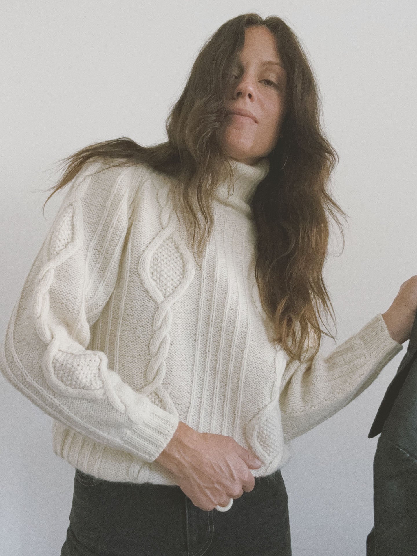 Handknit Fisherman Turtleneck, Ivory