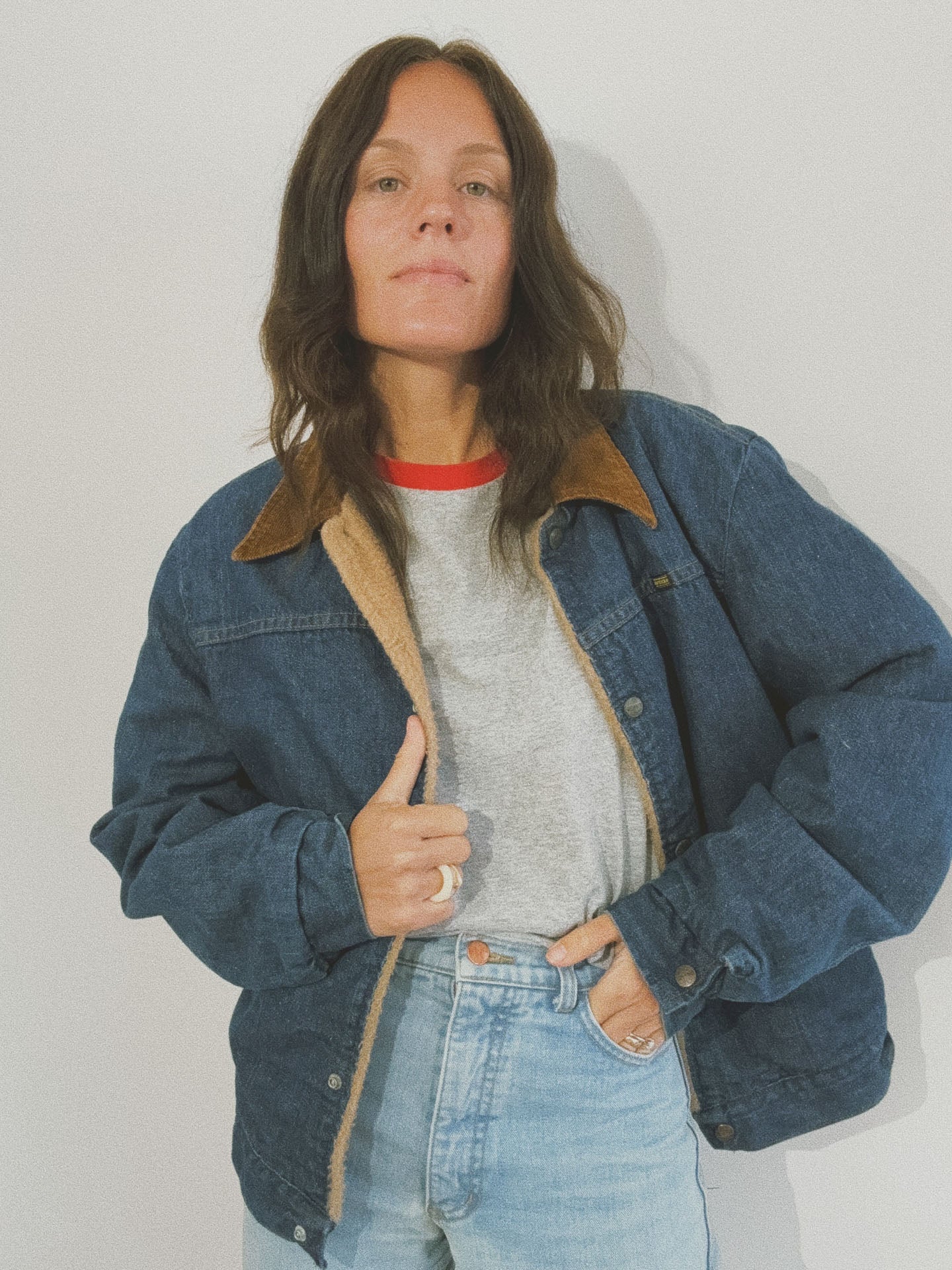 Denim Cord Collar Bomber