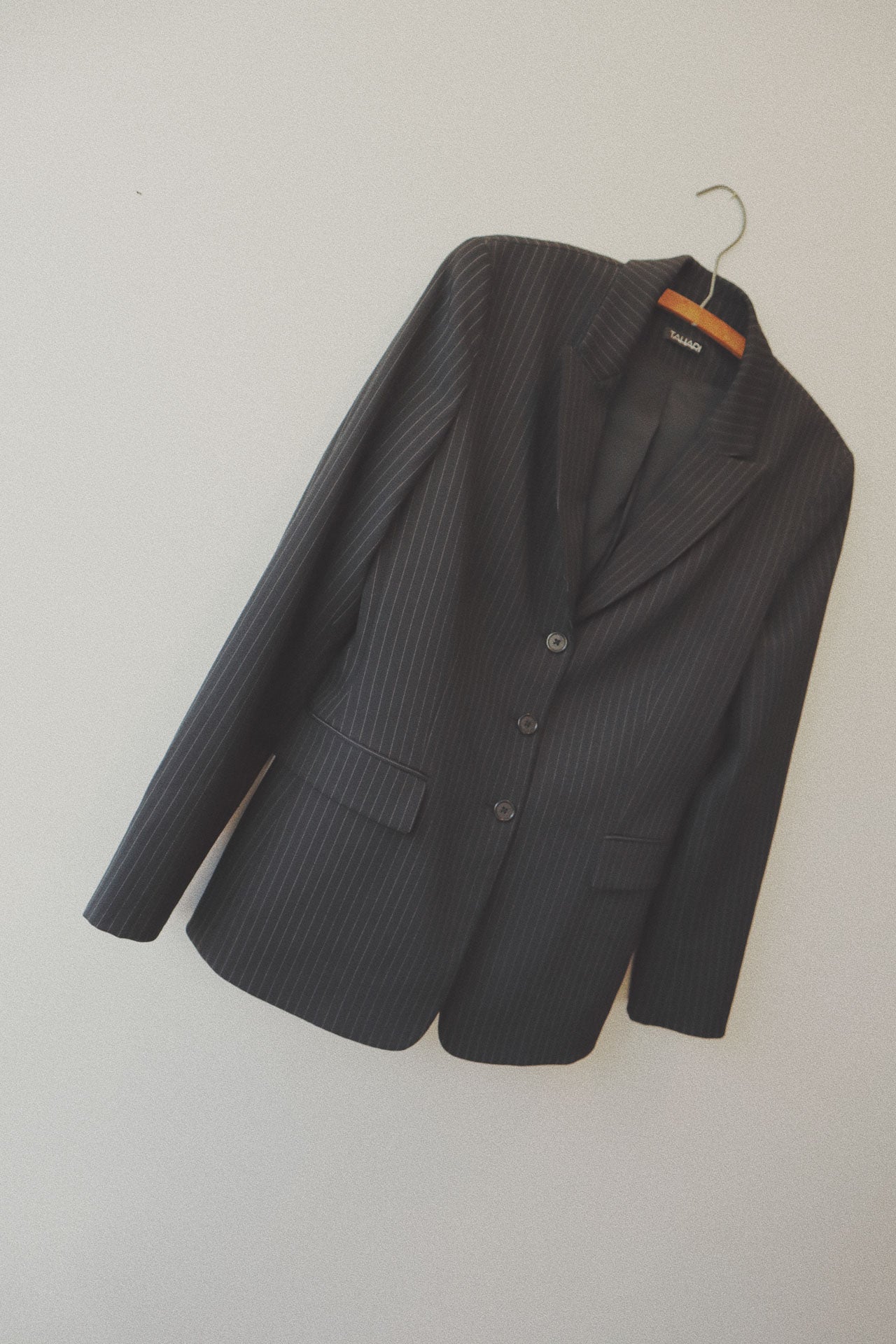 Pinstripe Blazer, Black