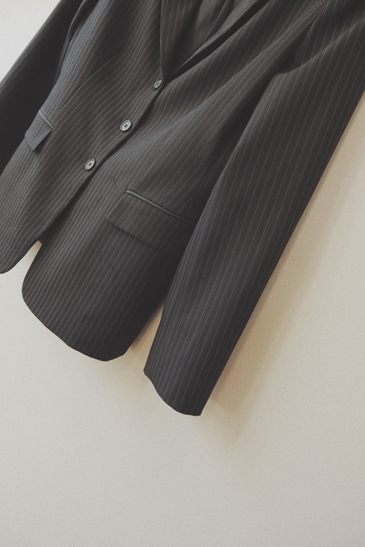 Pinstripe Blazer, Black