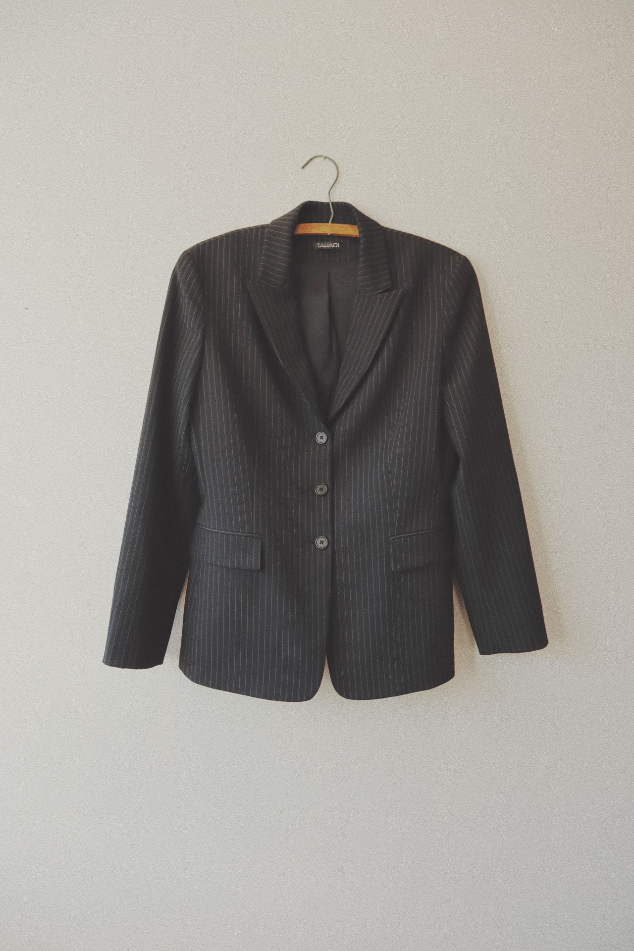 Pinstripe Blazer, Black