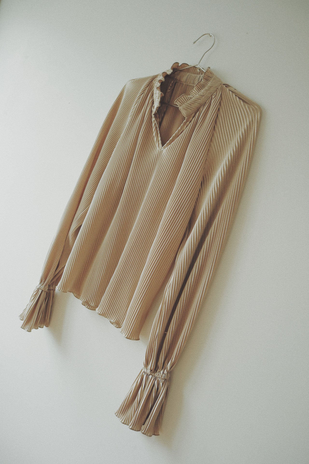 Pleated + Fluted Accordion Top, Champagne