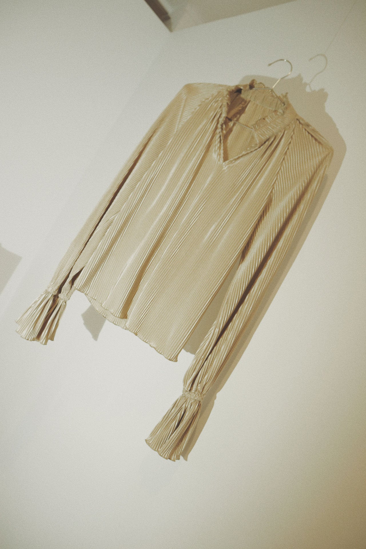 Pleated + Fluted Accordion Top, Champagne