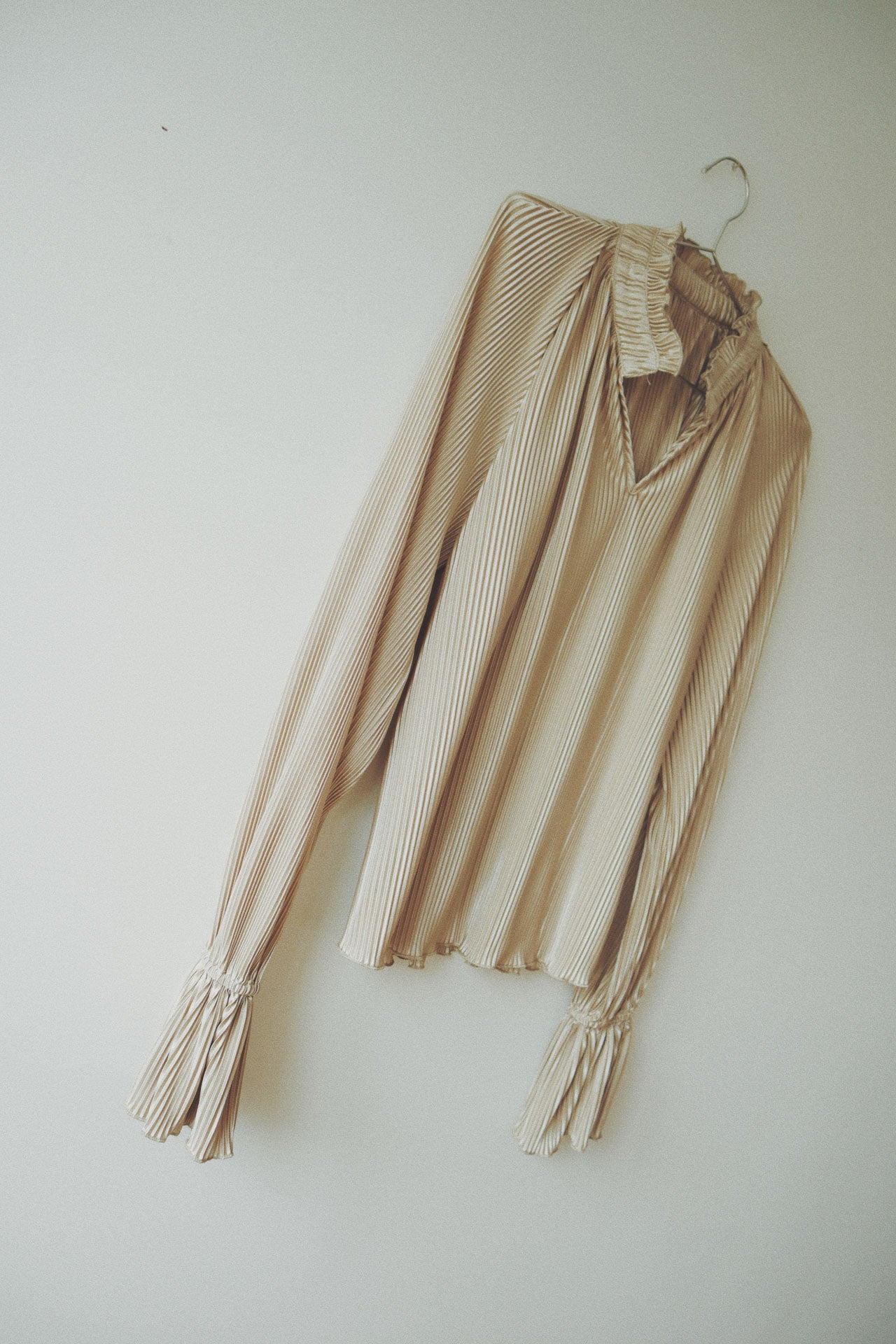 Pleated + Fluted Accordion Top, Champagne