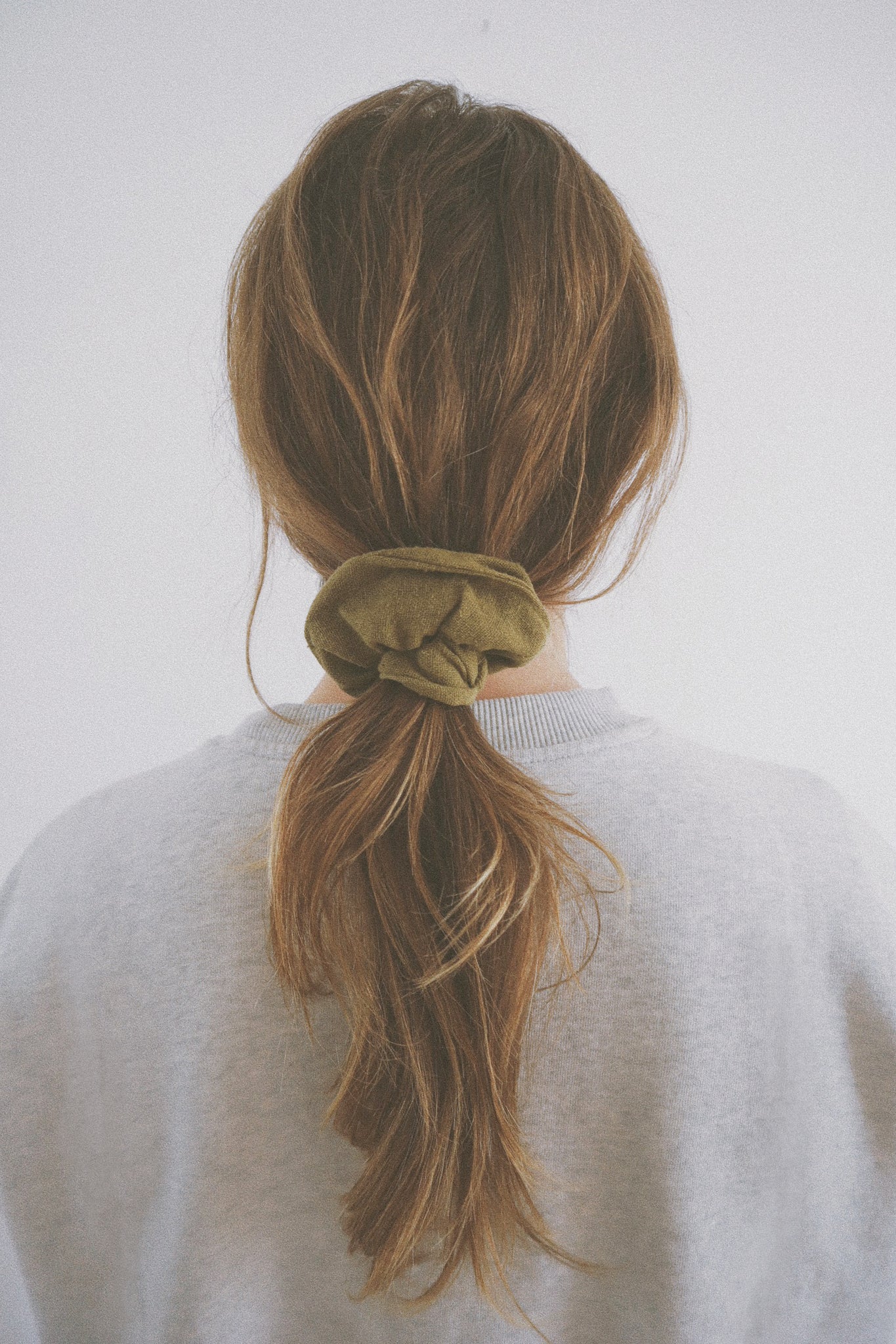 Raw Silk Naturally Dyed Hair Scrunchie, Olive