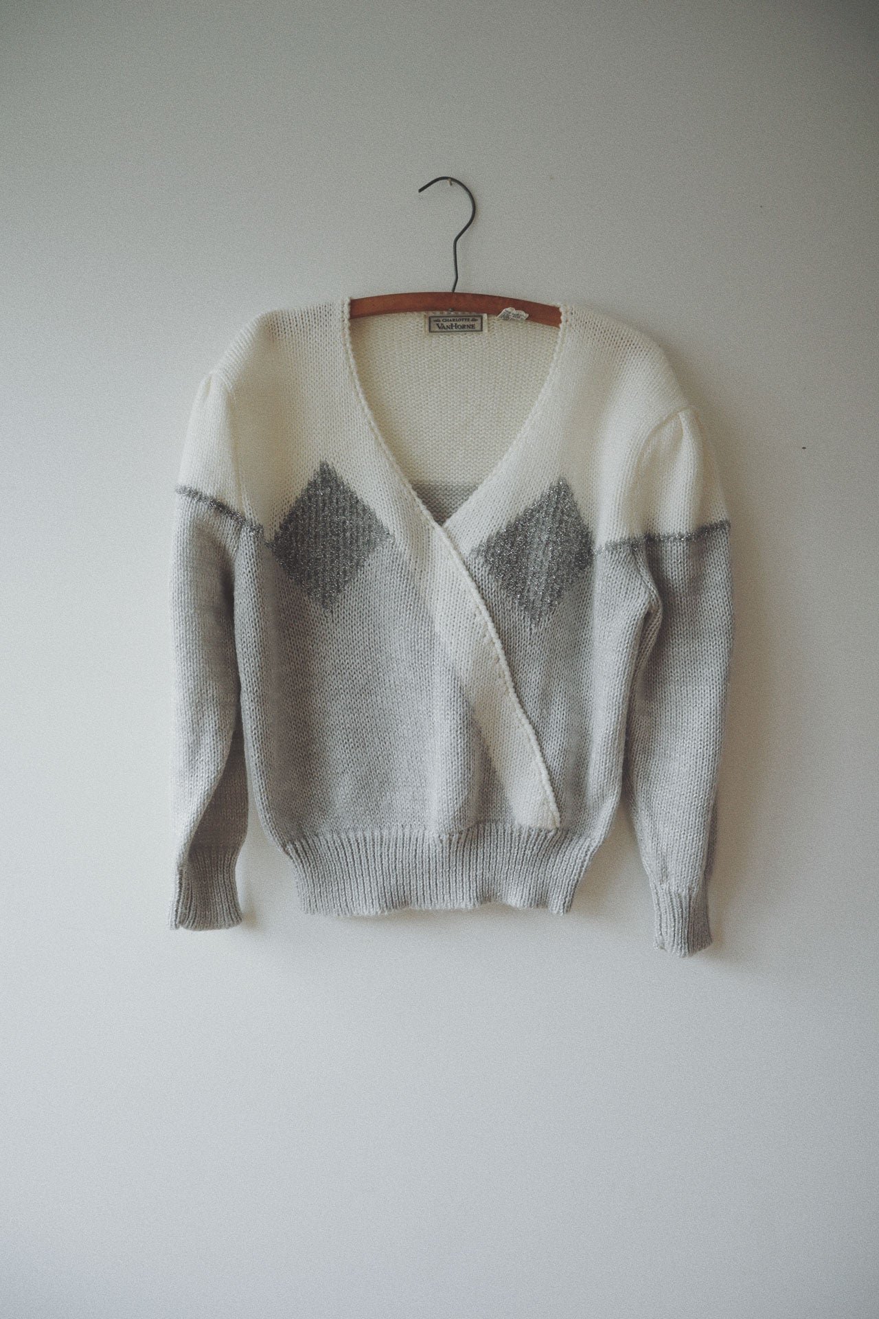 Diamond Motif Knit, Silver Sparkle