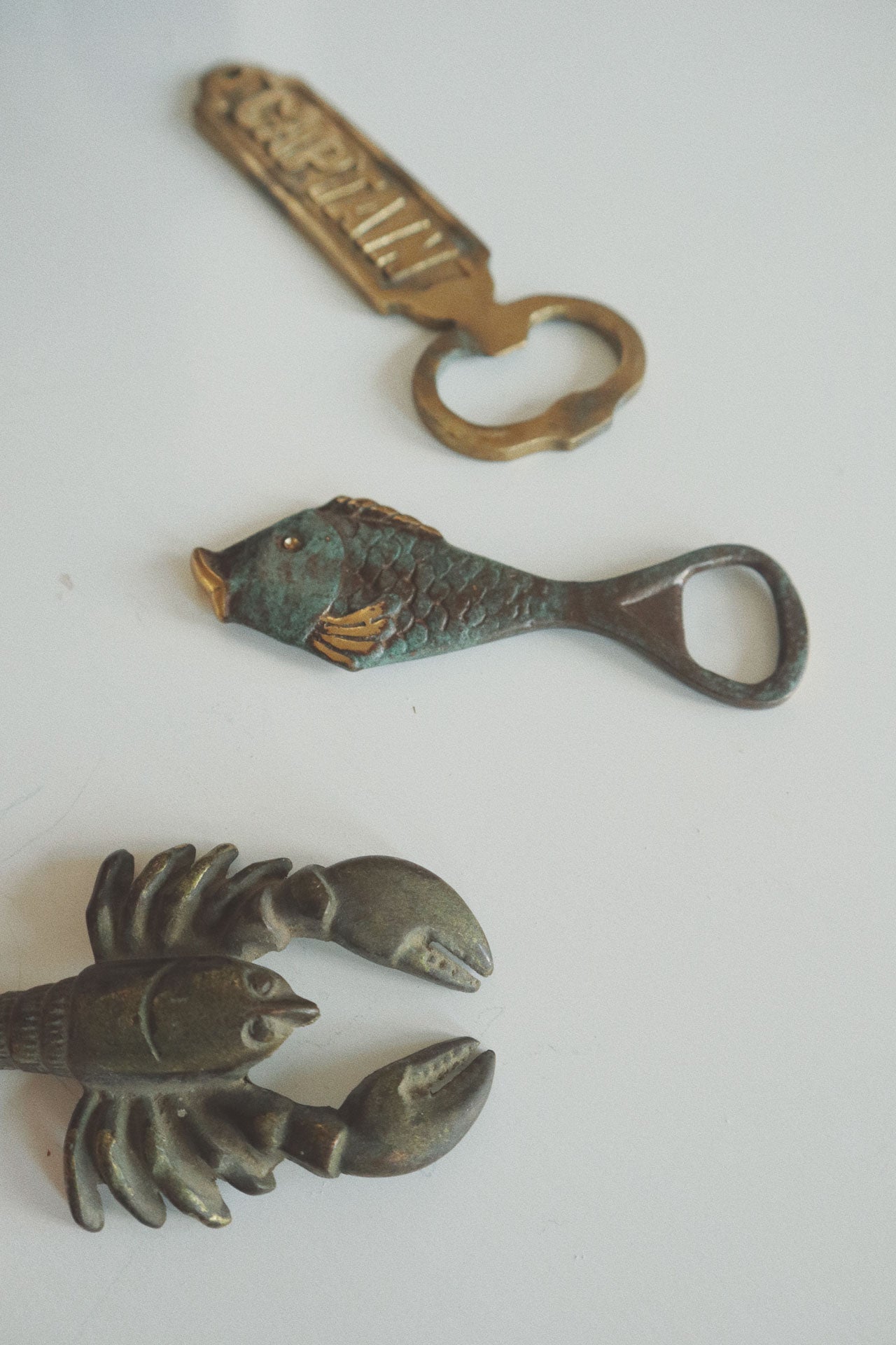 Vintage Bottle Opener, Brass - Lobster