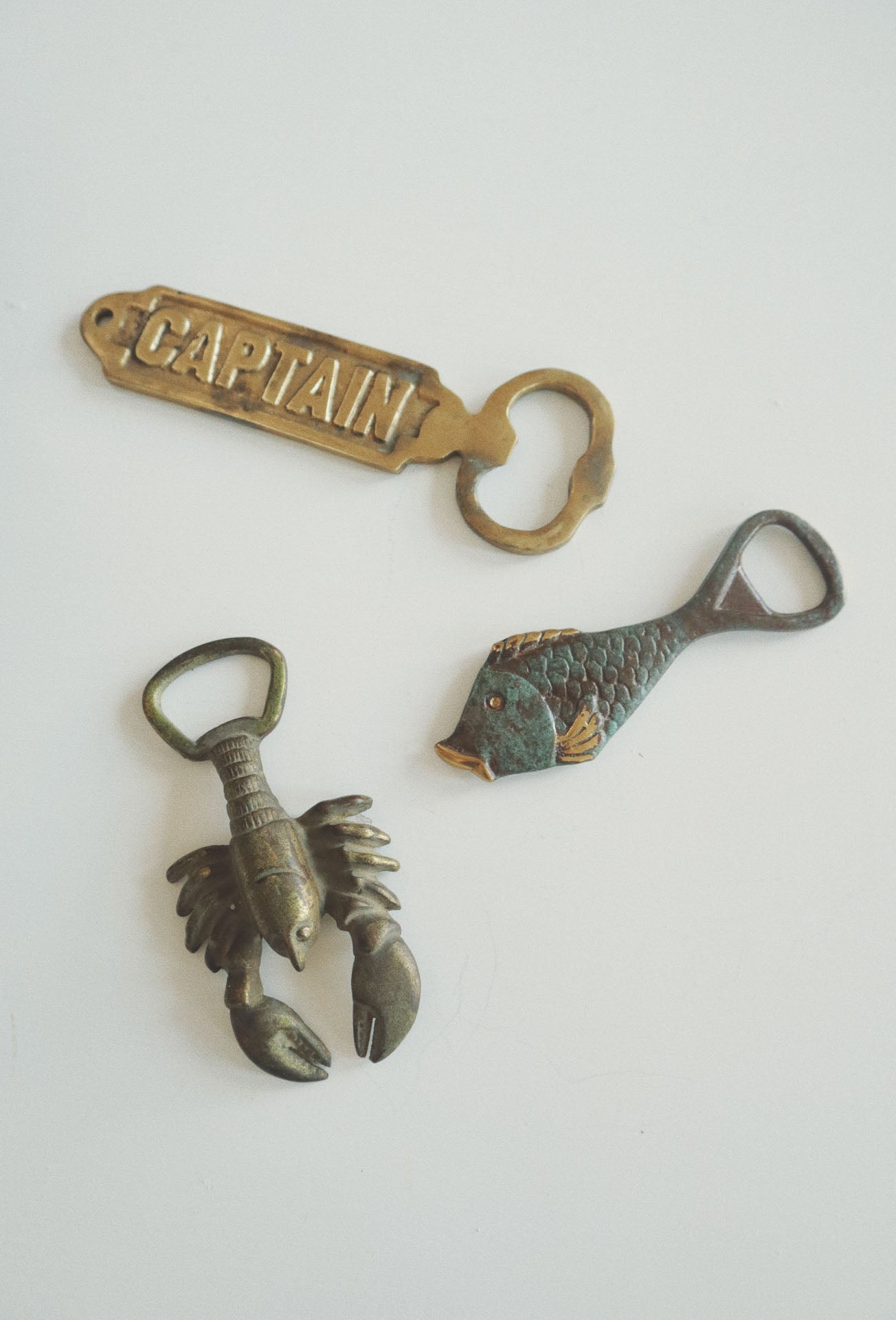 Vintage Bottle Opener, Brass - Lobster