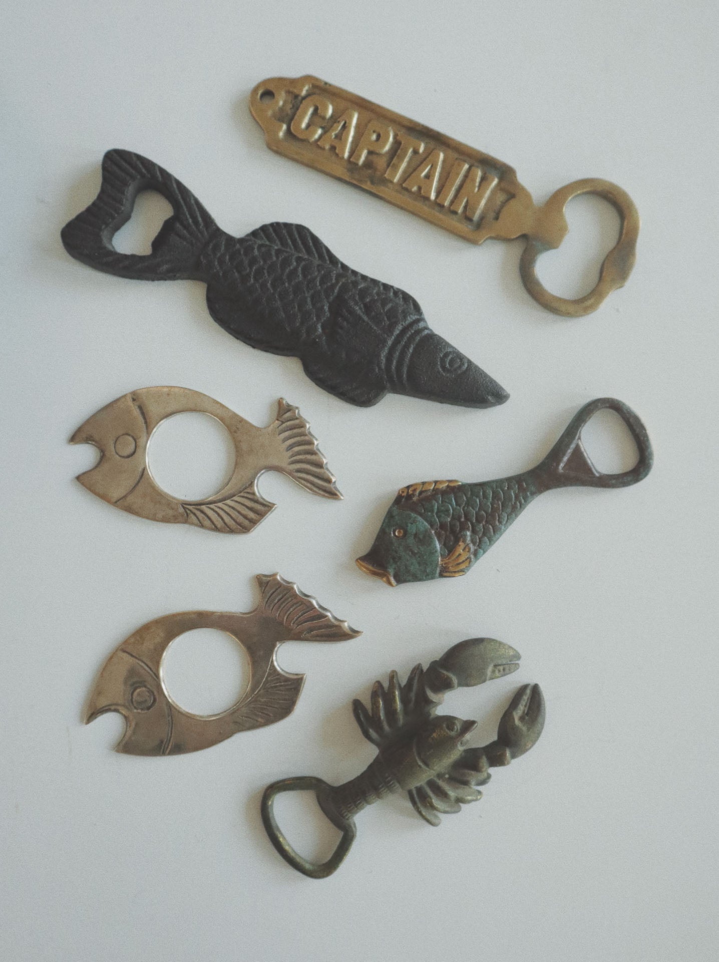 Vintage Bottle Opener, Embellished Brass - Lady Fish