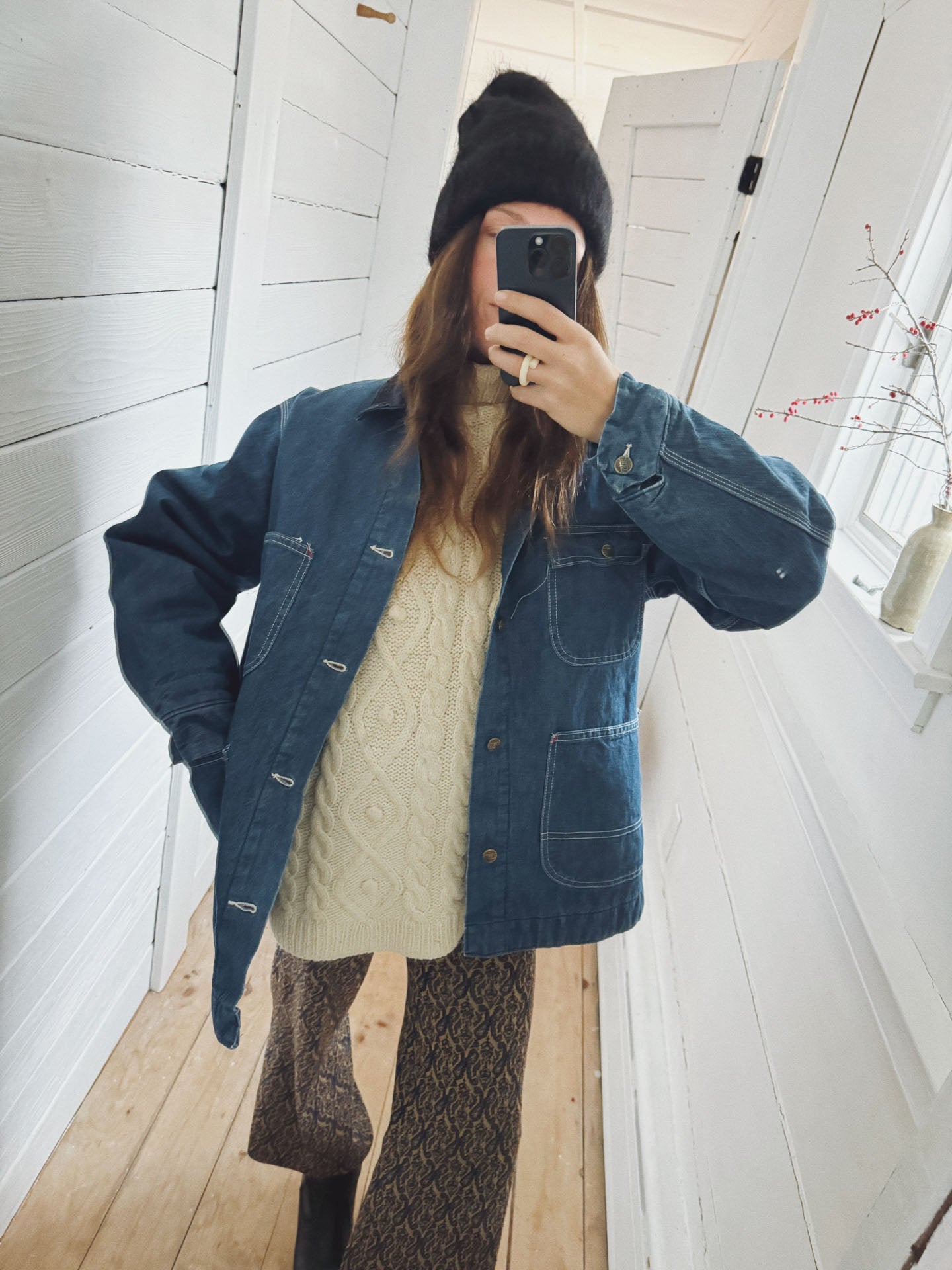 Denim Cord Collar Work Coat