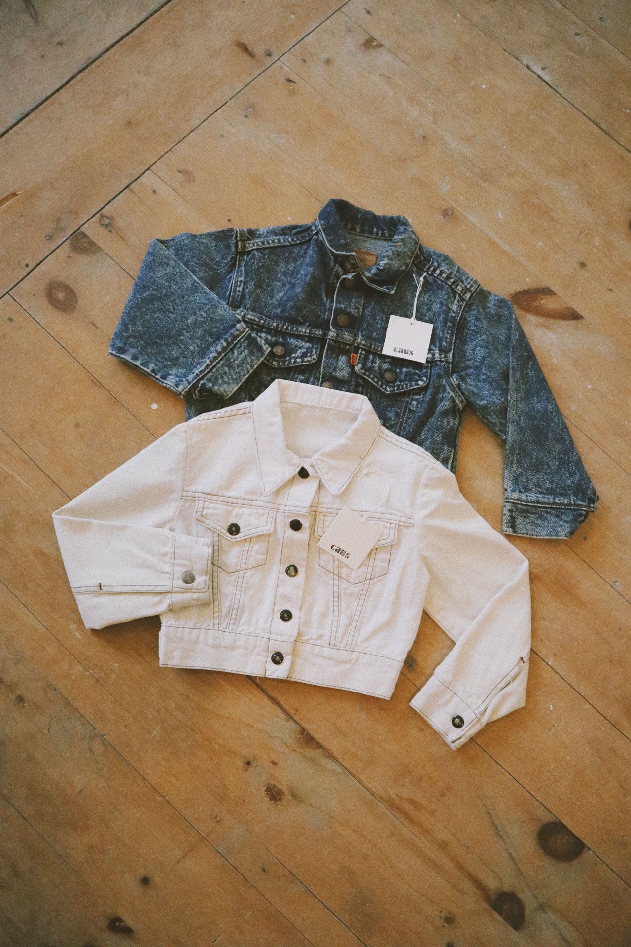 70's Crop White Denim Jacket, Size 5-6