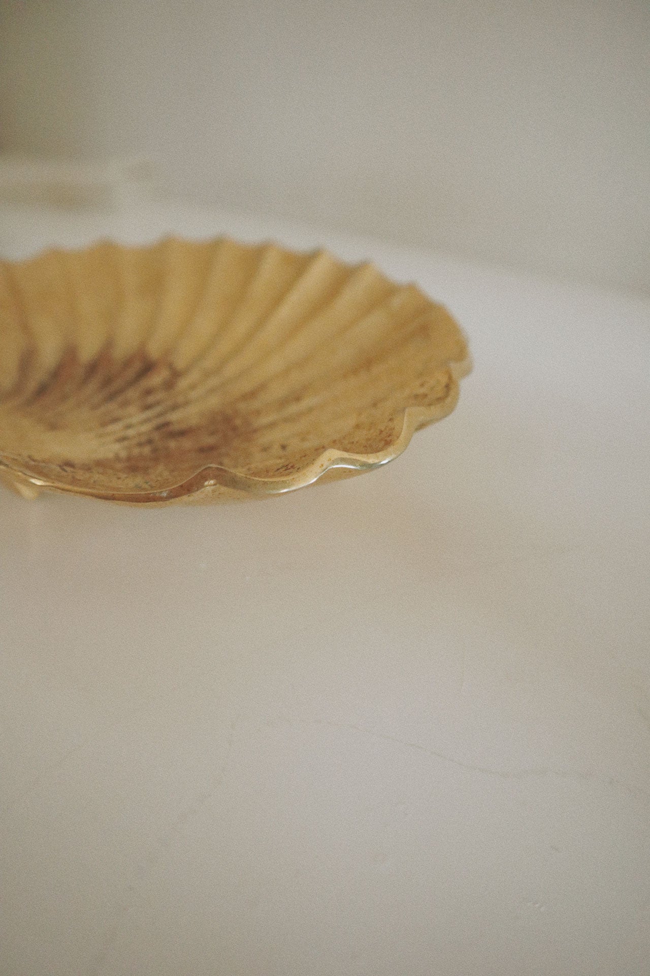 Vintage Scalloped Shell Dish, Brass