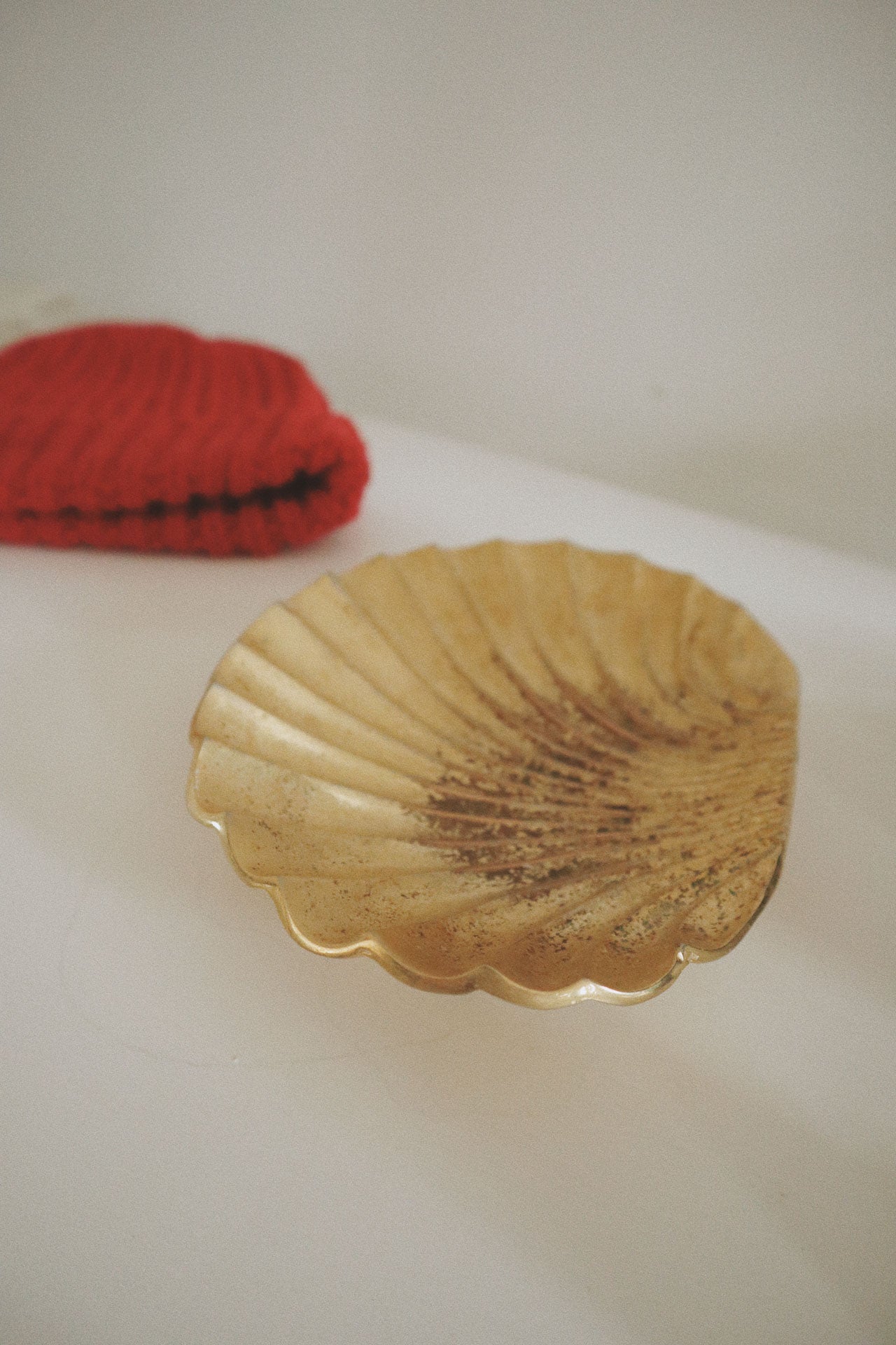 Vintage Scalloped Shell Dish, Brass