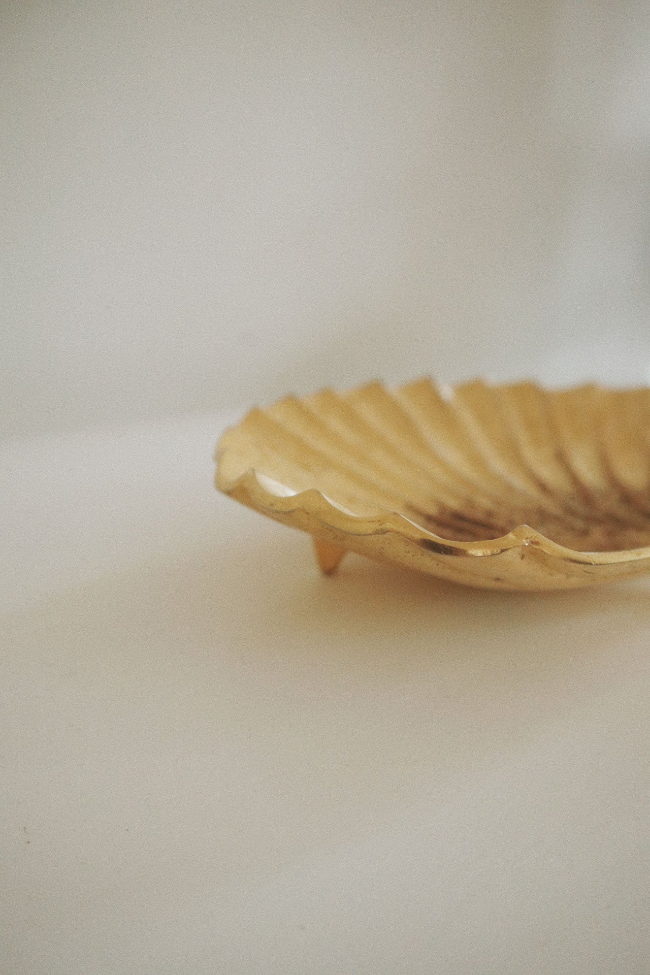 Vintage Scalloped Shell Dish, Brass