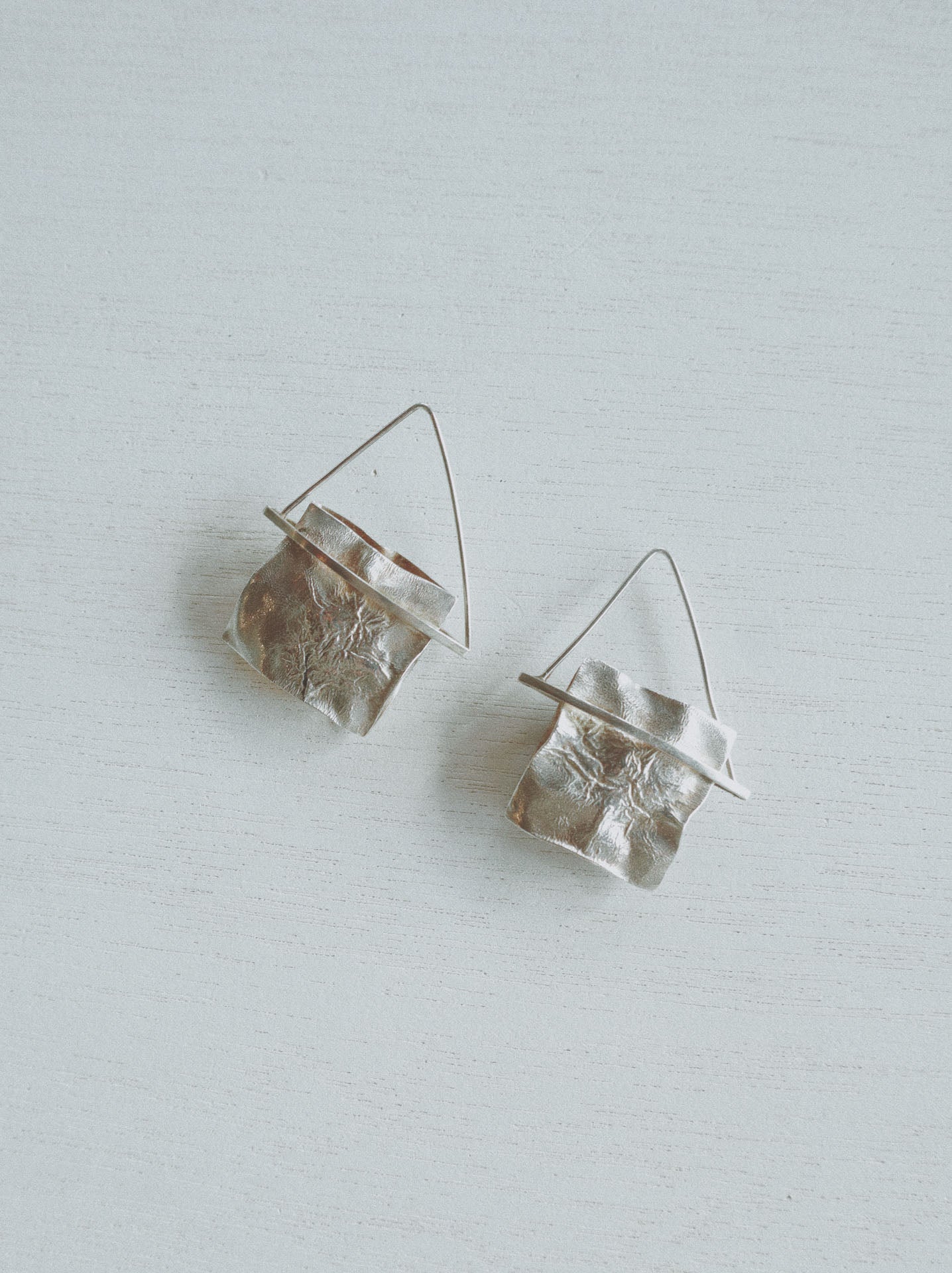 Vintage Crinkled Sculptural Sheet Earrings, Sterling