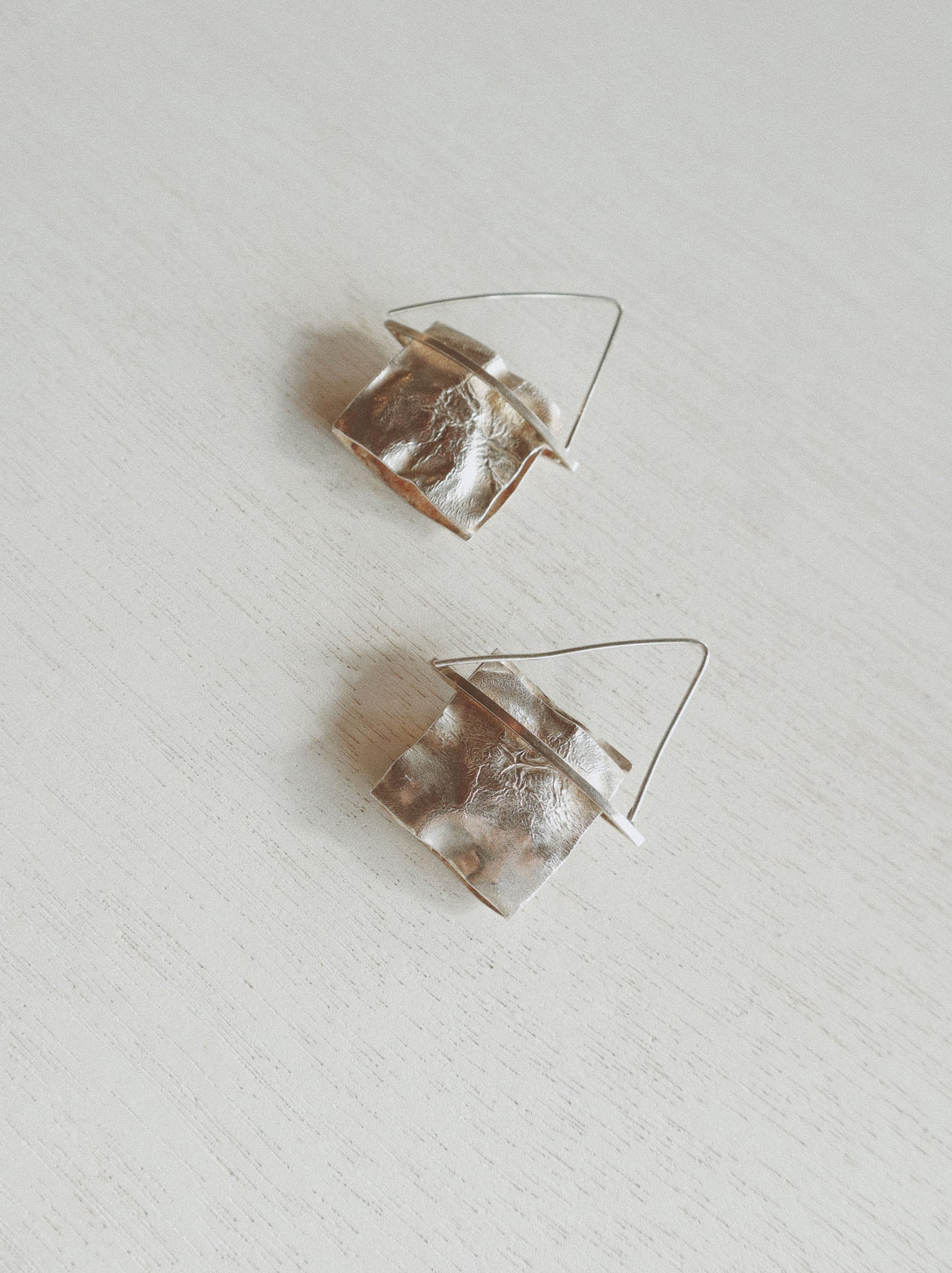 Vintage Crinkled Sculptural Sheet Earrings, Sterling