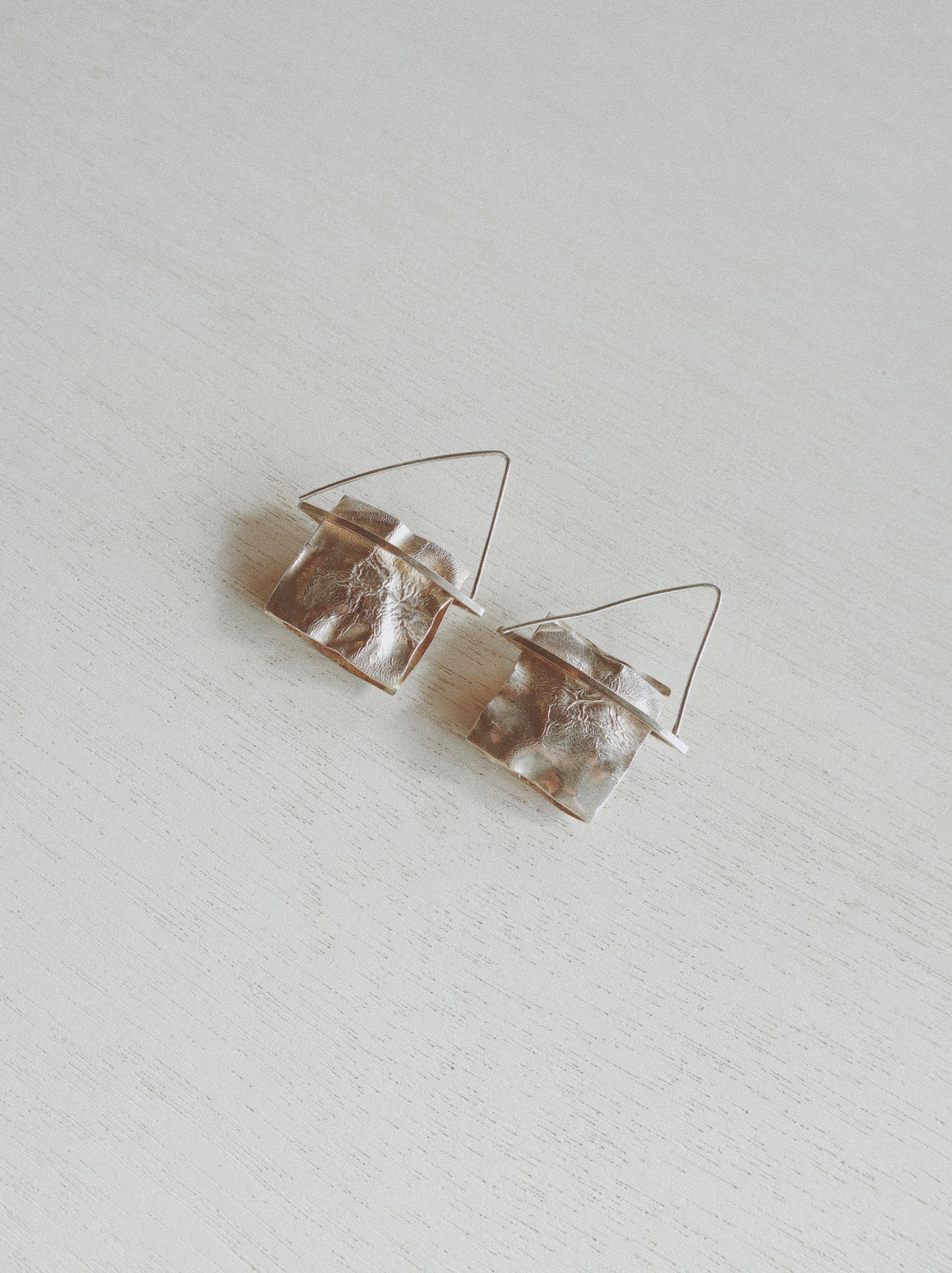 Vintage Crinkled Sculptural Sheet Earrings, Sterling