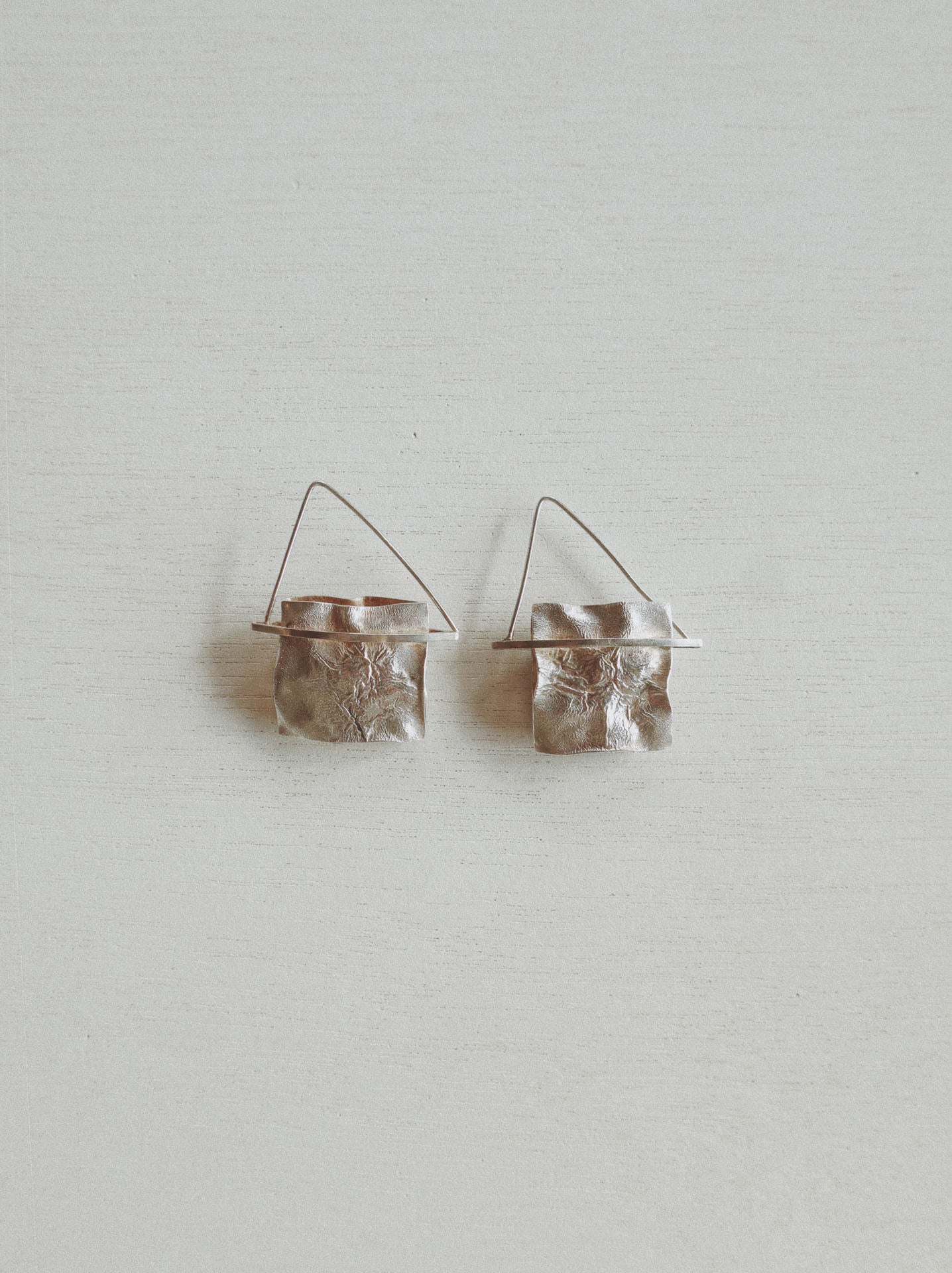 Vintage Crinkled Sculptural Sheet Earrings, Sterling