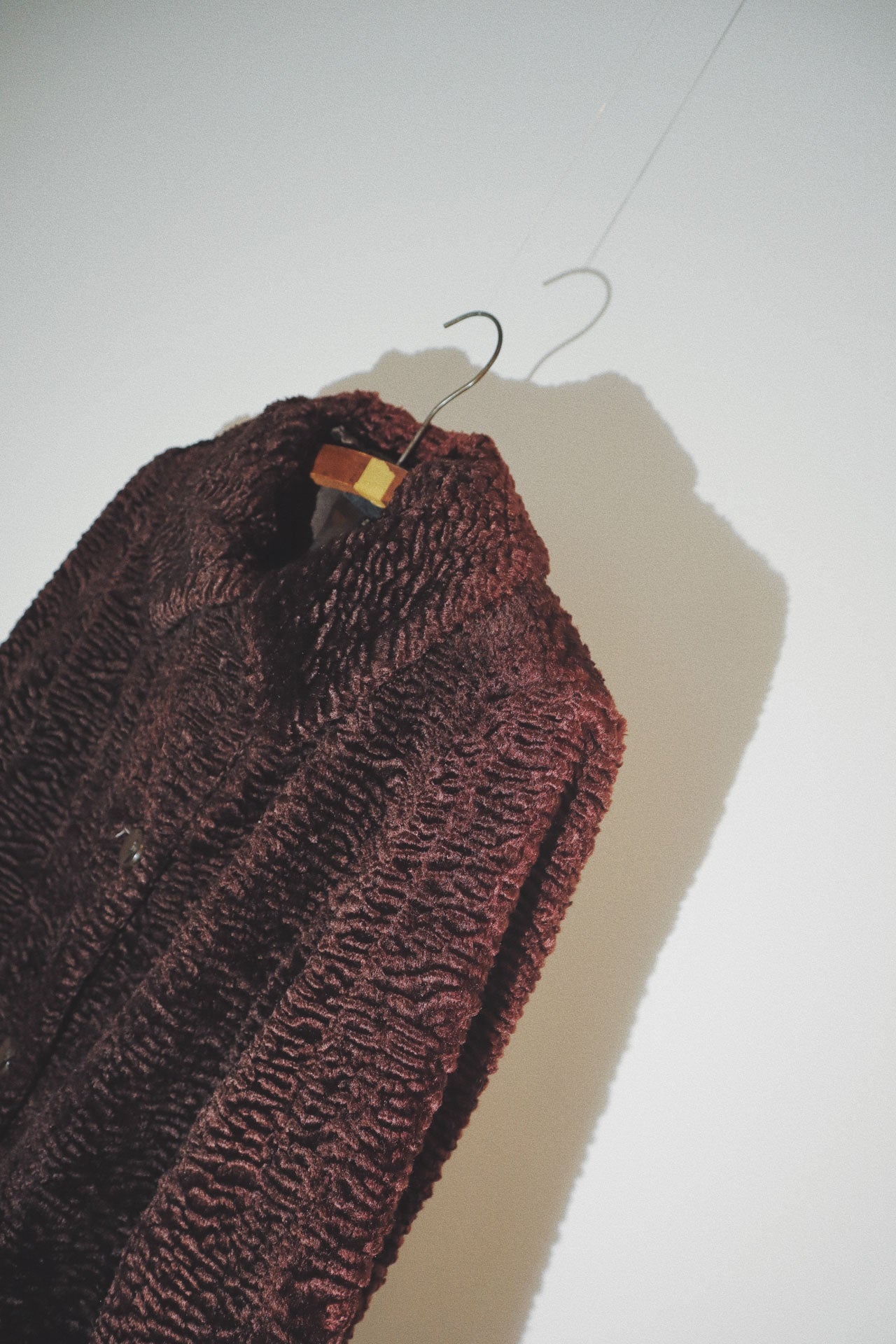 Wavy Textured Teddy Coat, Burgundy