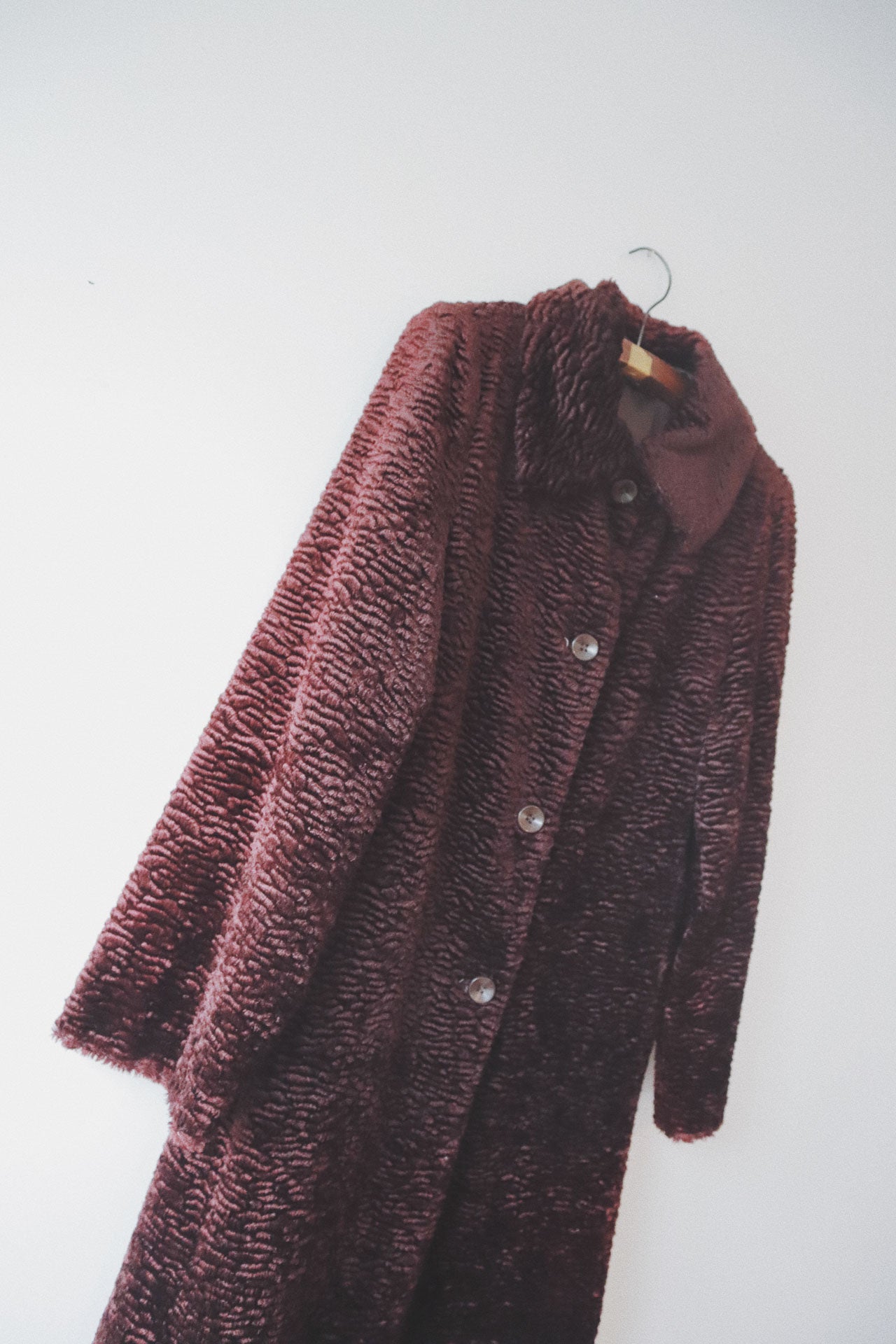 Wavy Textured Teddy Coat, Burgundy