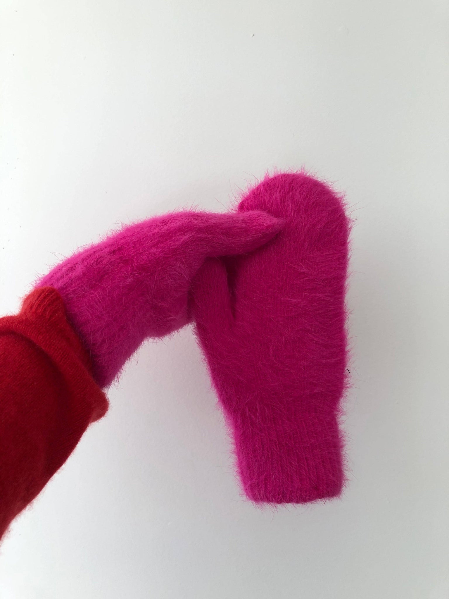FLUFFY ANGORA MITTENS - crystal brights
